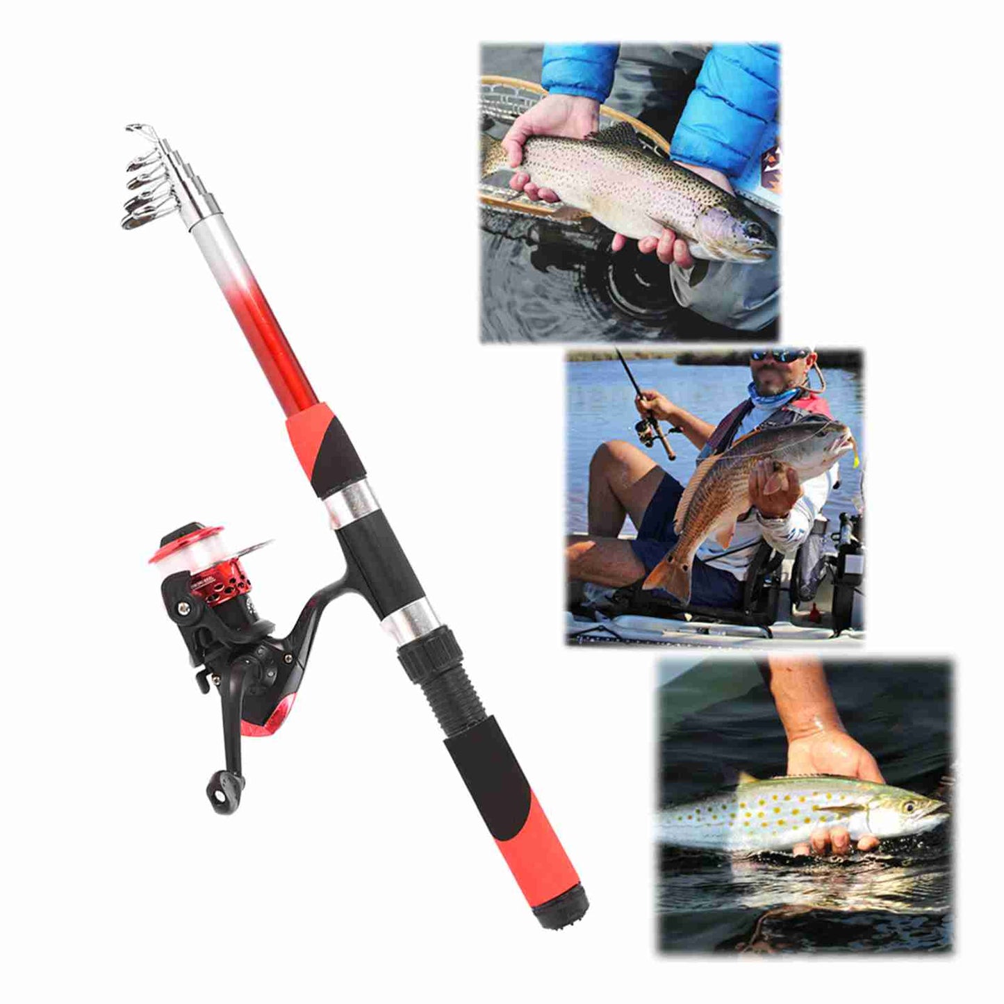 Light Fishing Rod And Reel Combo Ultra Light Fishing Rod Reel Combo Full Kit With 2PCS 2.1m Telescopic Fishing Rods Reels Fishing Lures Hooks Accessories Fishing Bag