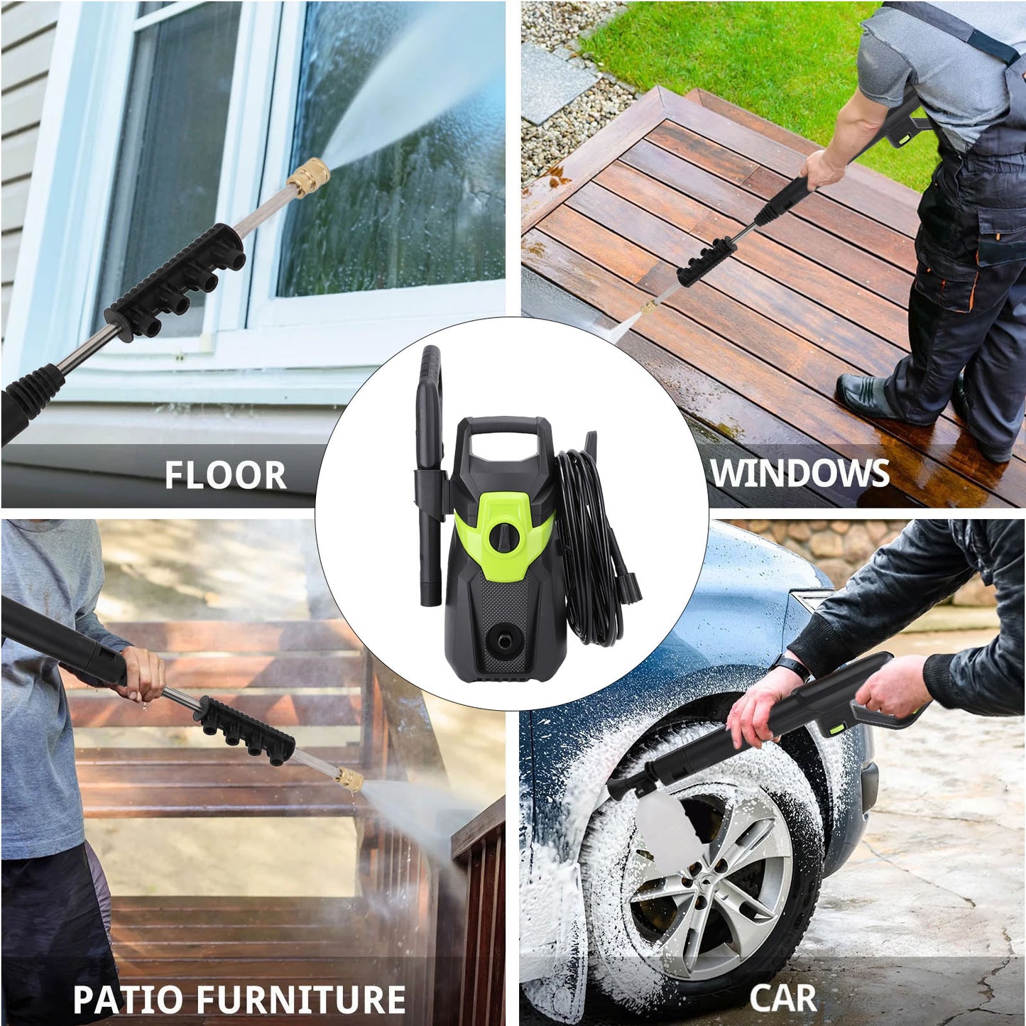 Electric Pressure Washer 3500PSI 2.8GPM 32FT Power Cord 32FT Hose High Pressure Cleaning Machine with 4 Nozzles for Car Washing