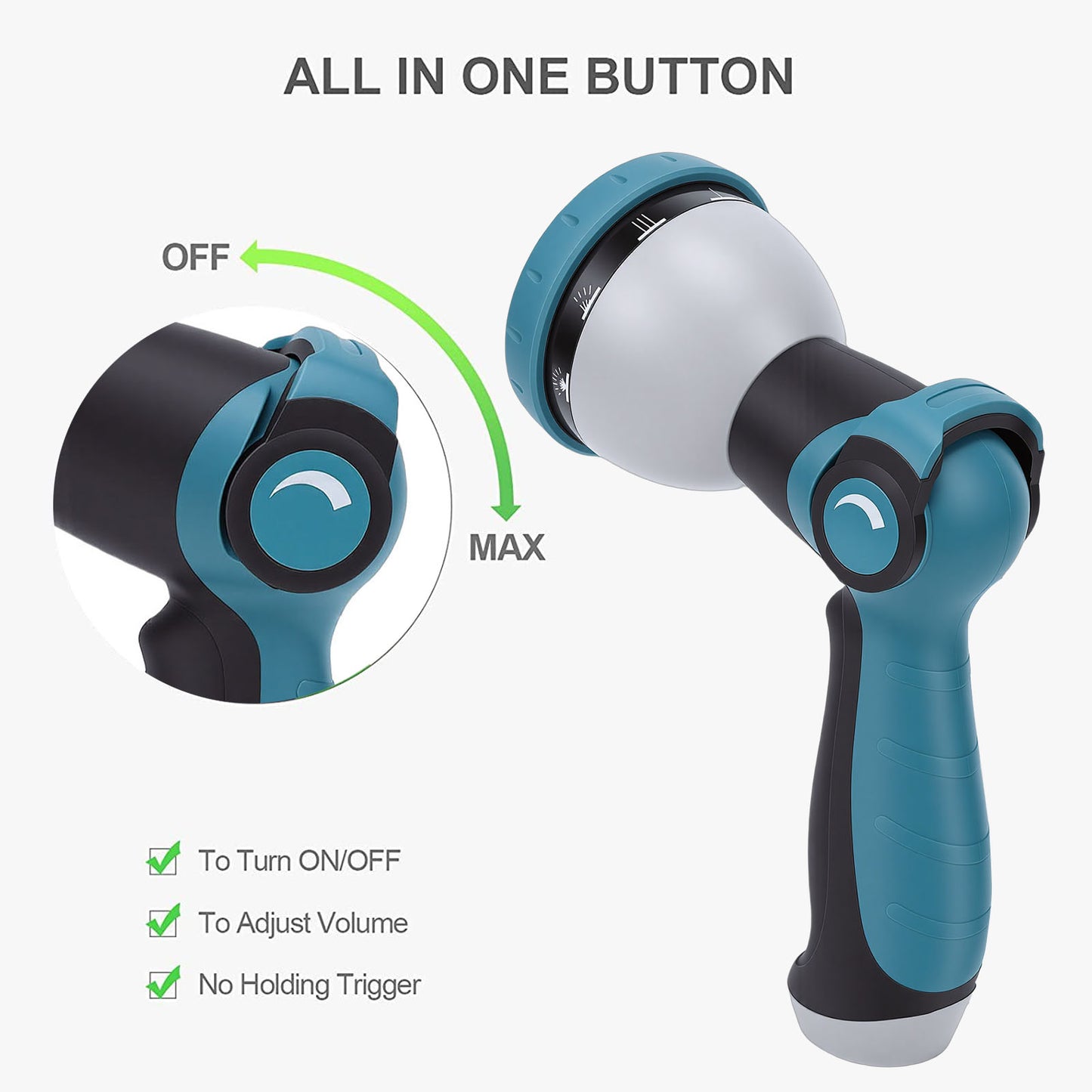 2pcs Garden Hose Nozzle 10 Adjustable Spray Patterns Thumb Control On Off Valve High Pressure Nozzle Sprayer for Watering Plants Washing Cars Pets
