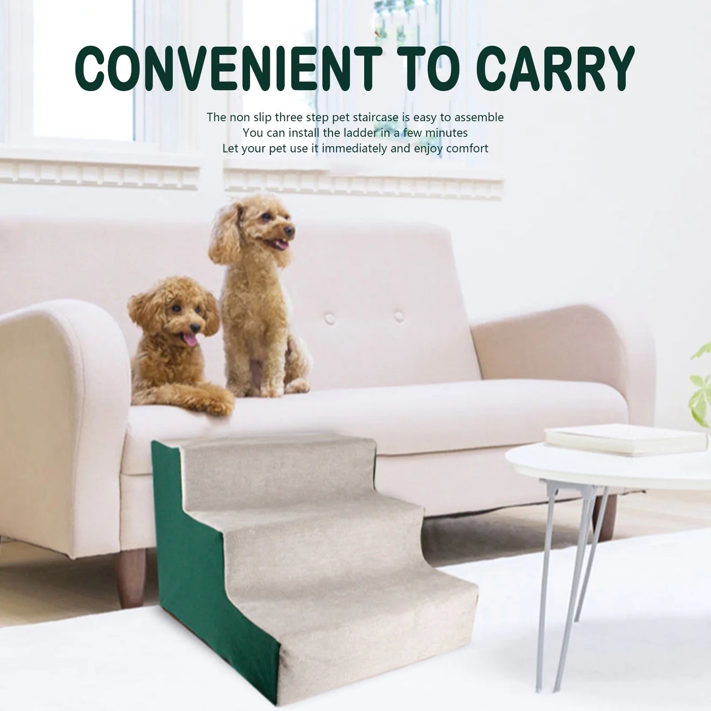 Mgaxyff 3 Tiers Dog Stairs Dog Steps for Beds or Couches Pet Steps with Removable Washable Cover