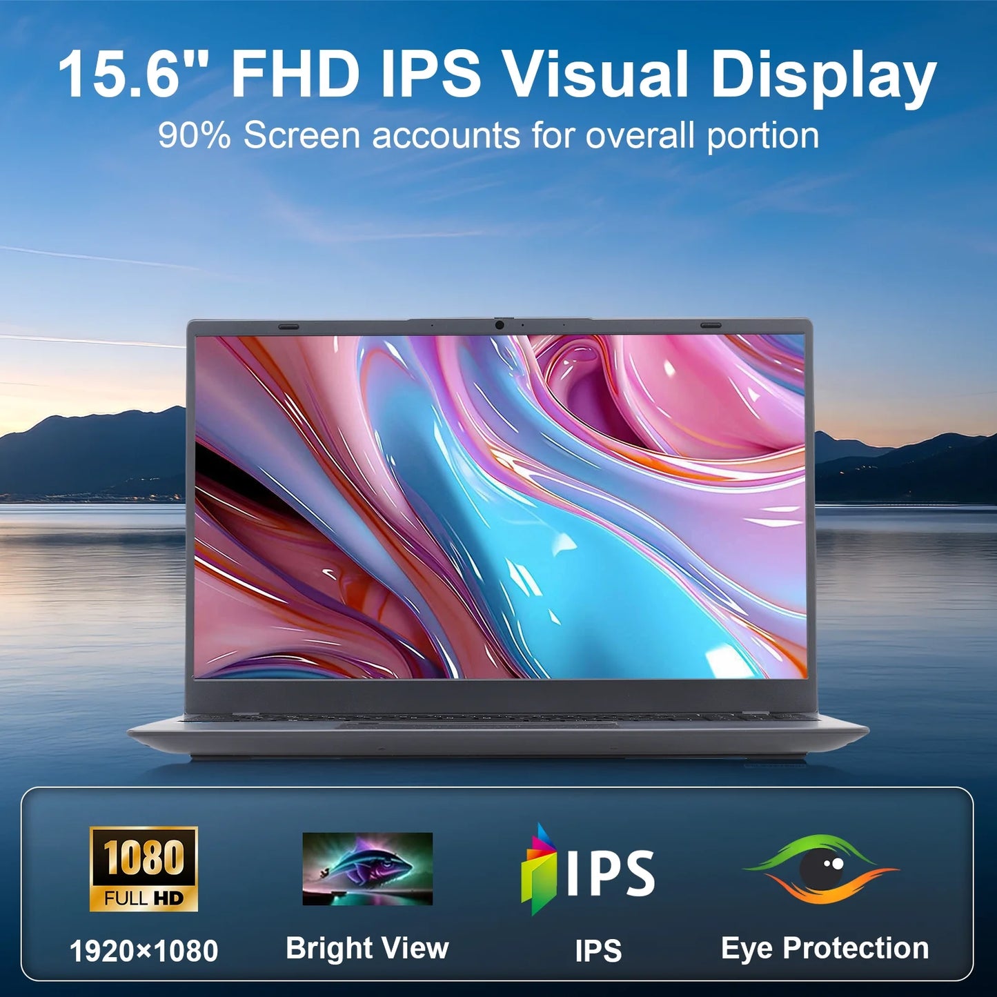15.6 inch Laptop Computer 16GB DDR4 256GB SSD Quad-Core Intel N5095 Processors Windows 11 Notebook 1920*1080 FHD IPS Display, WiFi, Bluetooth, Fingerprint, Backlit Keyboard, Office Laptop, Gray