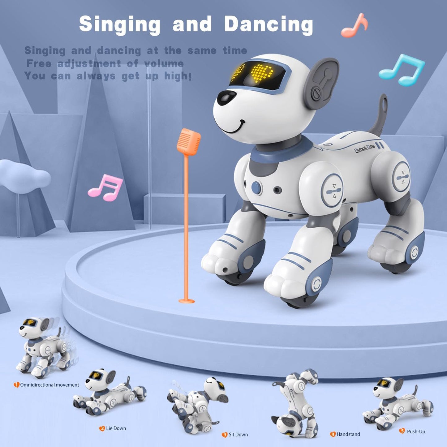 Robot Dog for Kids Smart RC Dog Toy Interactive Robot Pet Intelligent Programmable Sing & Dance Design Robot Dog Birthday Gifts Kids Age 3 5 4-7 Year