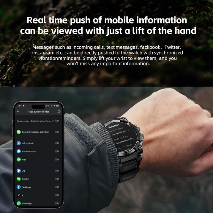 Military Smart Watch for Men with Flashlight, 1.39'' Outdoor Sports Rugged Smartwatch Answer/Make Call, 100+ Sports Modes IP68 Waterproof Fitness Tracker Fits for Android and iPhone, Black