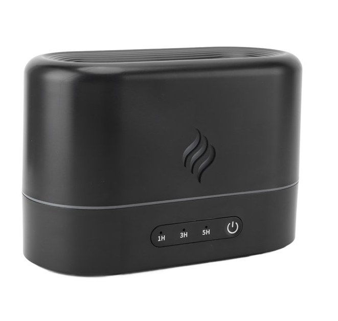 Flame Diffuser Humidifier With Flame Light, 7 Flame Colors Essential Oil Diffuser, Waterless Auto Shut-off, Time Setting For Home, Office, Room,Black