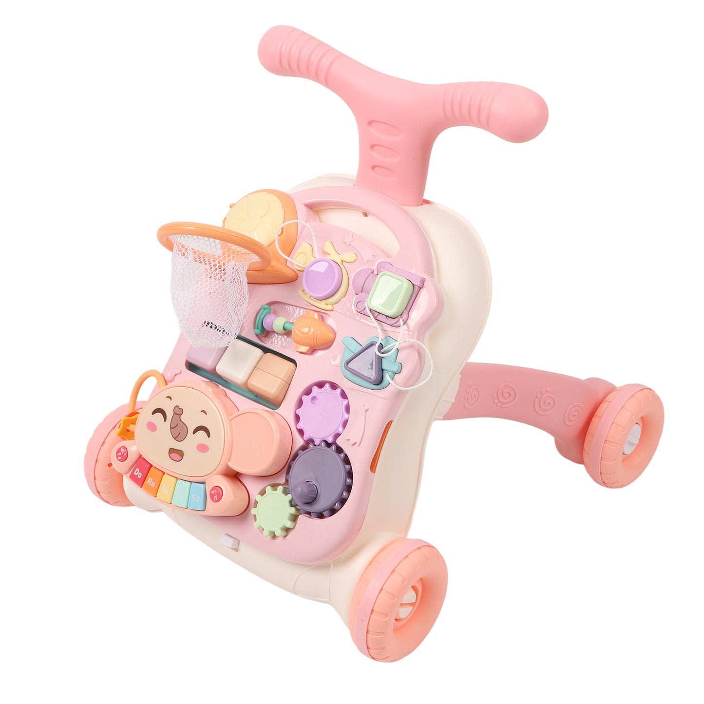 Baby Learning Walker, Toddler Push Pull Walker Fun Musical Table Interactive Fine Motor Activities Height Adjustable For Indoor