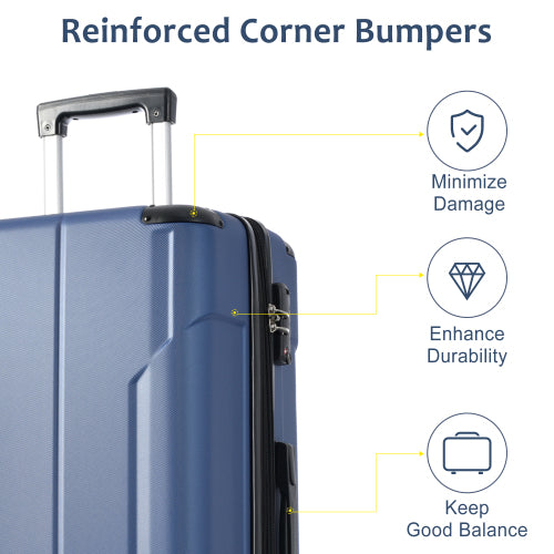 Hardshell & Spinner Suitcase, 24'' Checked Luggage, TSA Lock, Lightweight and Expandable, Blue