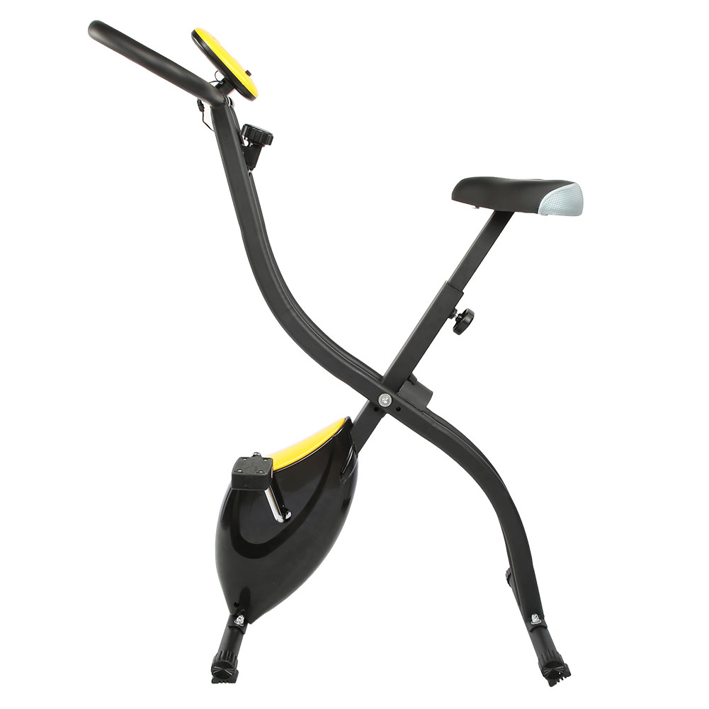 Eotvia Folding Exercise Bike, Stationary Bike with 8-Level Adjustable Resistance, Upright Indoor Cycling Bike with LED Display, Magnetic X-Bike with Adjustable Seat for Home Gym Workout, up to 220 LBS