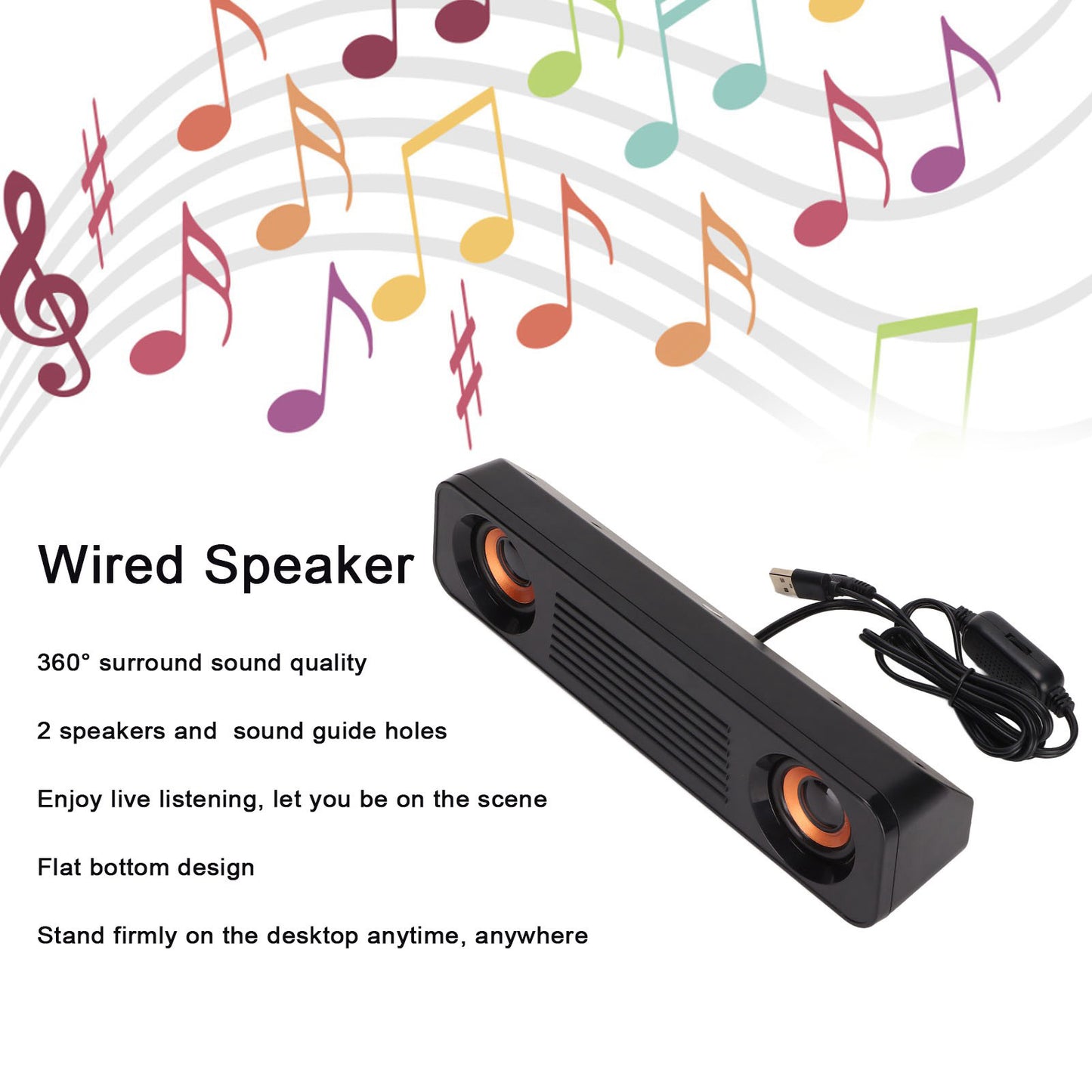 Long Speaker, 3.5mm Plug Wired Speaker 60Hz-20kHz for Computer for TV
