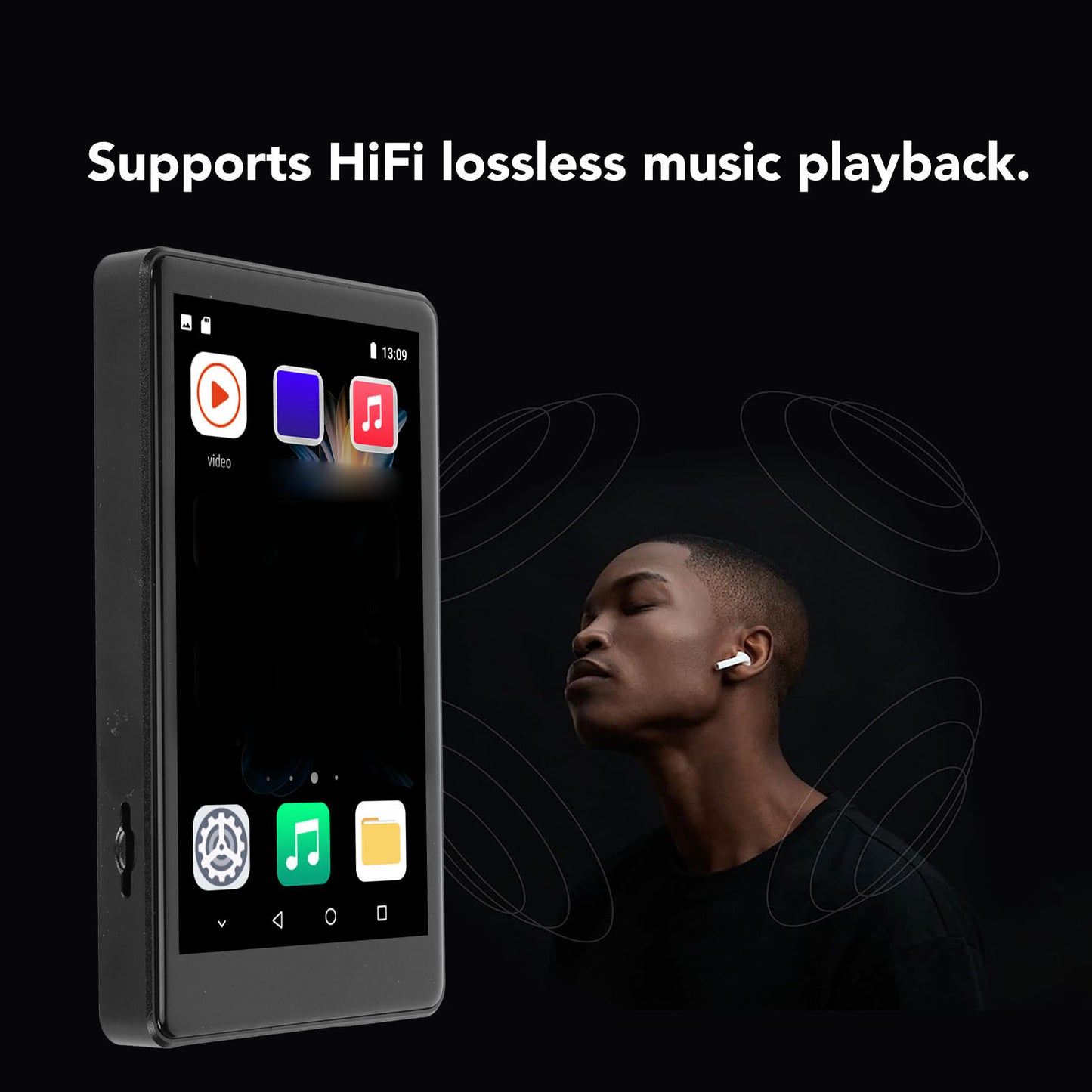 144GB MP3 Player with Bluetooth and WiFi, 4.0" Full Touchscreen MP3 MP4 Player for Kids, Android Music Player with Speaker, Browser, Audible, E-Book, Support Up to 256GB, Black