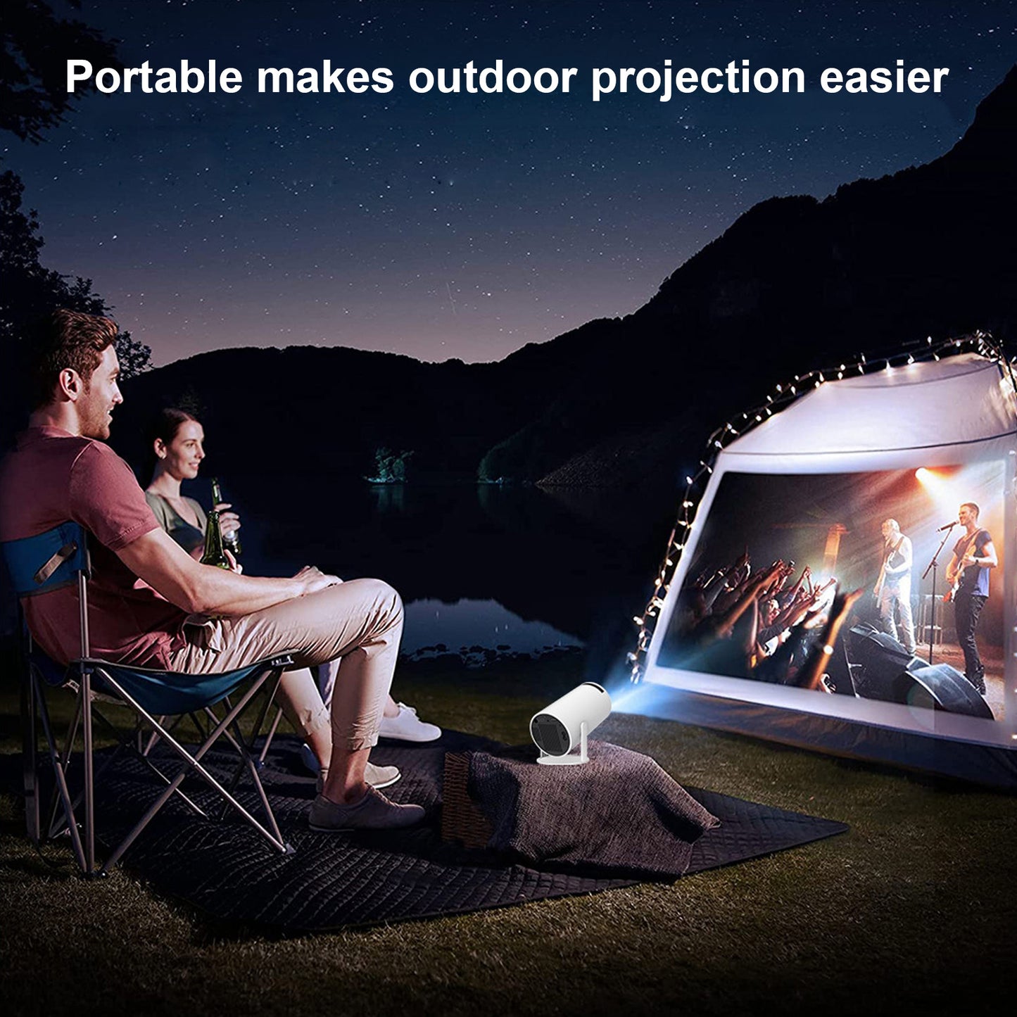 Mini Projector with WiFi and Bluetooth, 4K Outdoor Projector with 180°Adjustable Stand, Auto Keystone Movie Projector Compatible with TV Stick/iOS/Android/Laptop, Portable 1080P Full HD Proyector