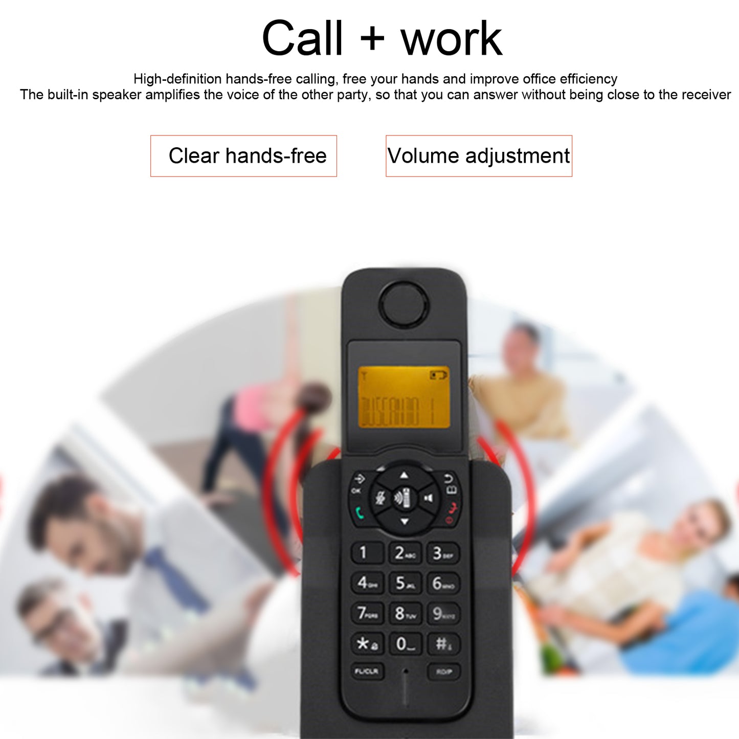 Cordless Phone with Answering Machine and Caller ID, HandsFree Call Home Phone with Big Buttons, Speakerphone, LED Display Telephone for Home, Office, Hotel (Black)