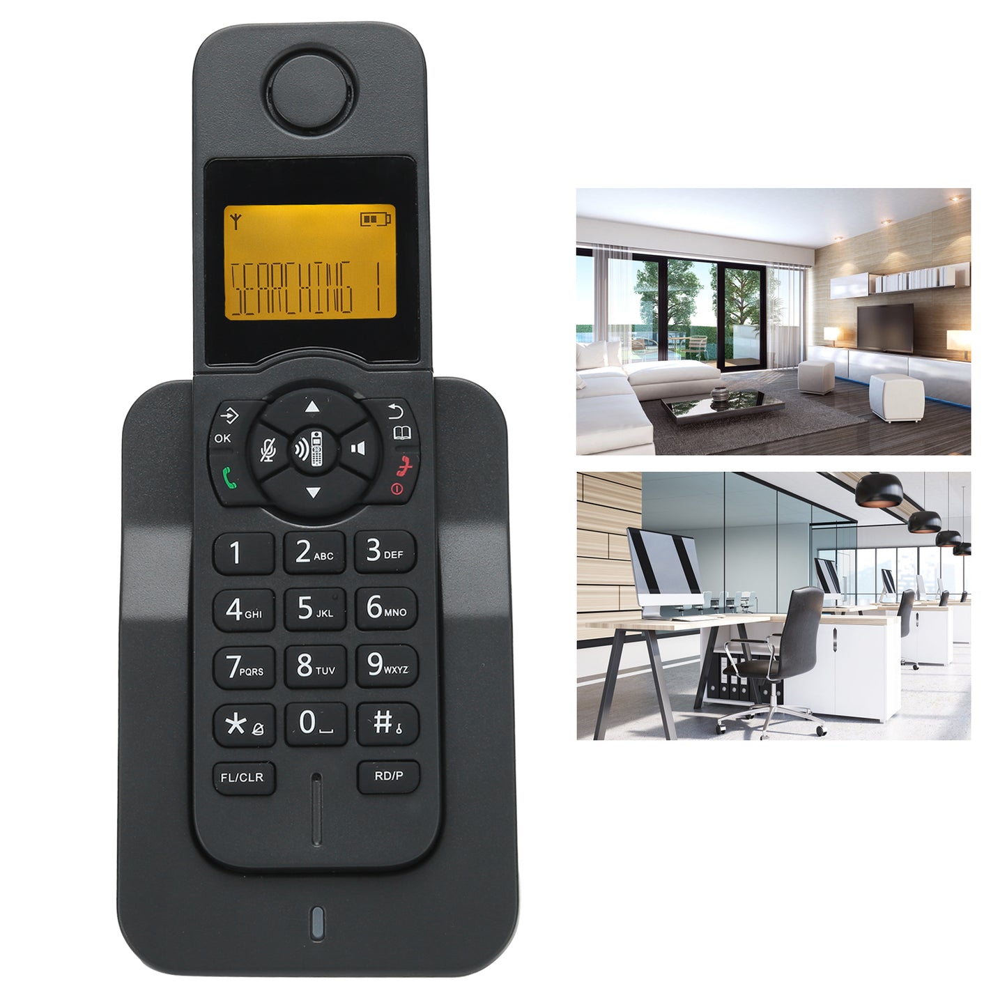 Cordless Phone with Answering Machine and Caller ID, HandsFree Call Home Phone with Big Buttons, Speakerphone, LED Display Telephone for Home, Office, Hotel (Black)