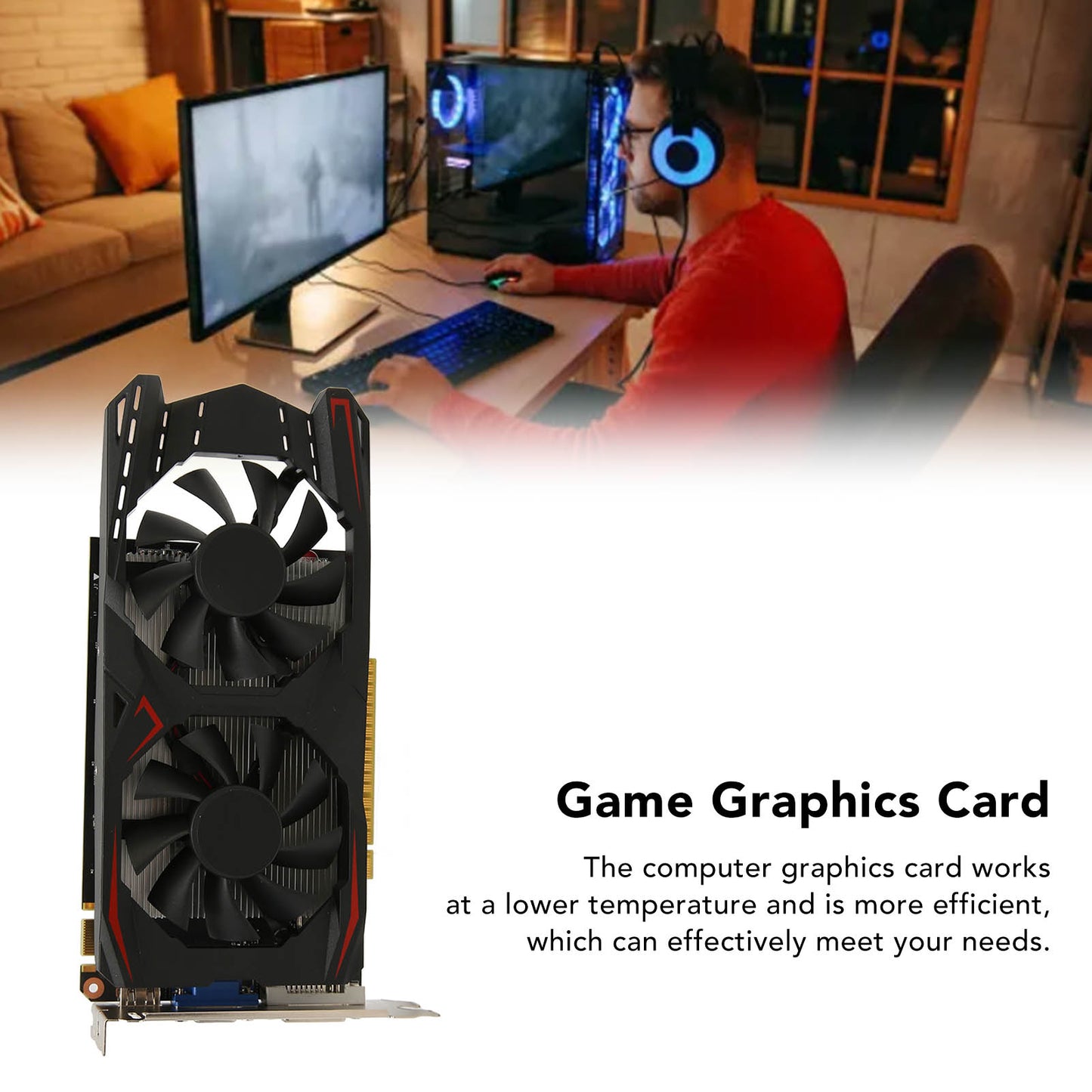 GTX1050Ti Gaming Graphics Card, 4GB GDDR5 128bit Discrete Graphics Card, 650MHz 1800MHz, DVI VGA , Gaming Video Card With Quiet Dual Cooling Fan