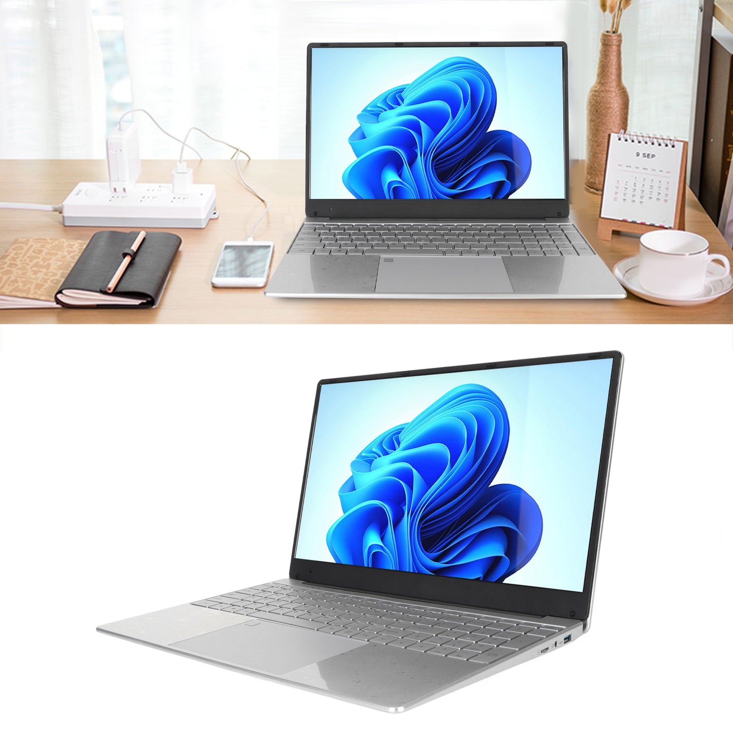 15.6 inch Laptop 1920*1080 FHD IPS Display, 12GB DDR4 256GB SSD Quad-Core Intel N5095 Processors, WiFi, Bluetooth, FingerPrint, Backlit Keyboard, Windows 11 Computer, 15" Lightweight Laptop, Silver