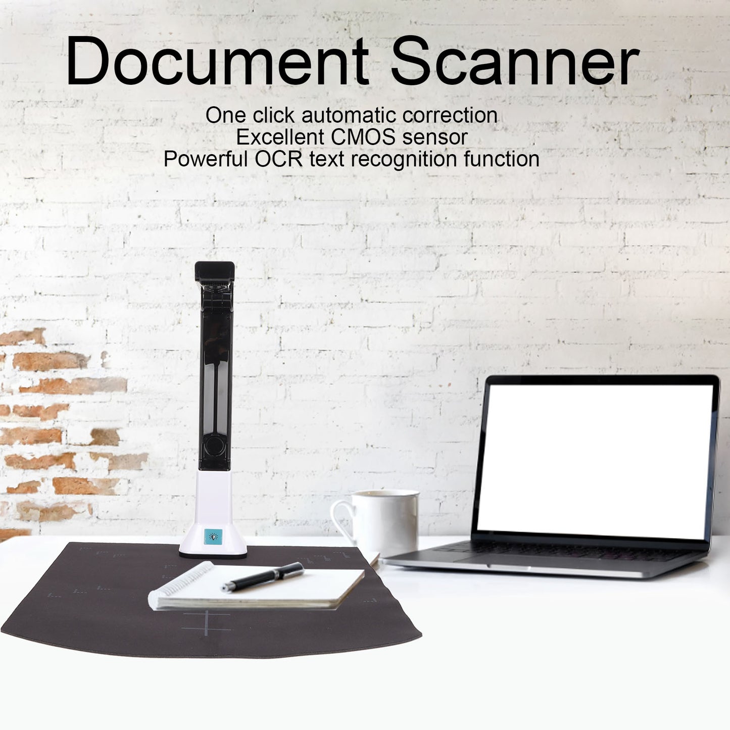 Portable Document Scanner, A4 USB Book Scanner with 8MP Document Camera for Teachers Online Teaching, Office, Learning, Smart OCR Scan Auto-Flatten & Deskew Compatible Windows
