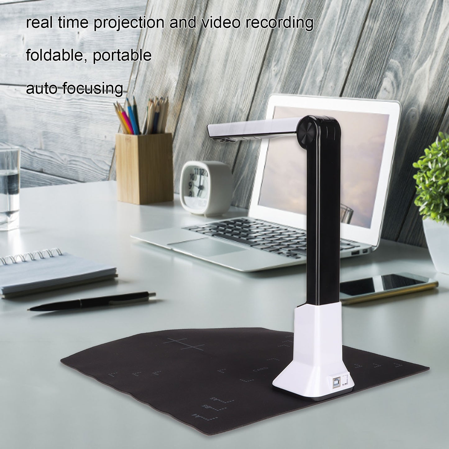 Portable Document Scanner, A4 USB Book Scanner with 8MP Document Camera for Teachers Online Teaching, Office, Learning, Smart OCR Scan Auto-Flatten & Deskew Compatible Windows