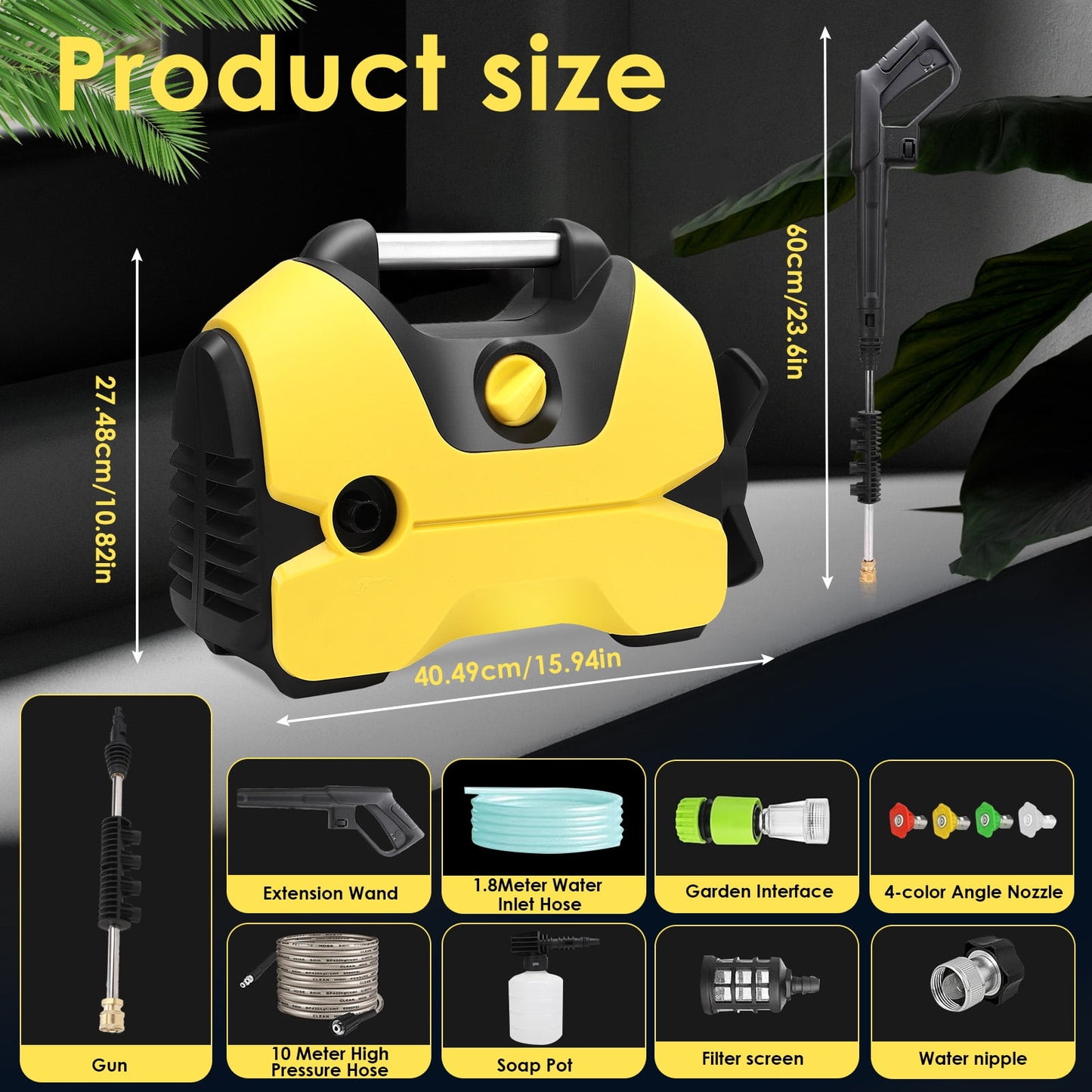 Electric Pressure Washer, 2200 PSI, Max 1.4 GPM Power Washer with 32 Ft Hose, 4 Quick Connect Nozzles, Foam Cannon, Portable To Clean Patios, Cars, Fences, Driveways