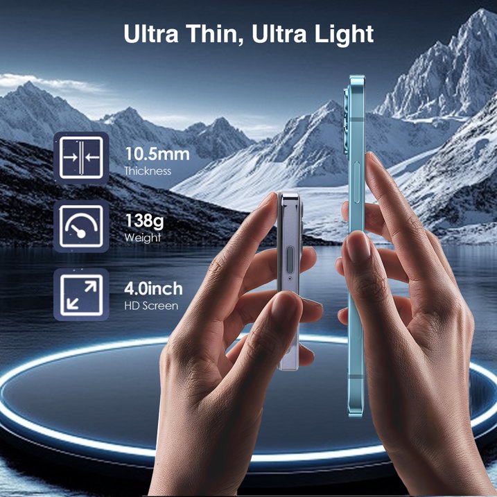 4 inch Mini Smartphone 3G Unlocked Mobile Phone 4GB RAM 64GB ROM Android Cellphone Lightweight 5MP Student Mini Phone Support WiFi Bluetooth Dual Cameras Pocket Cell Phone, MP3 MP4 Player, Black