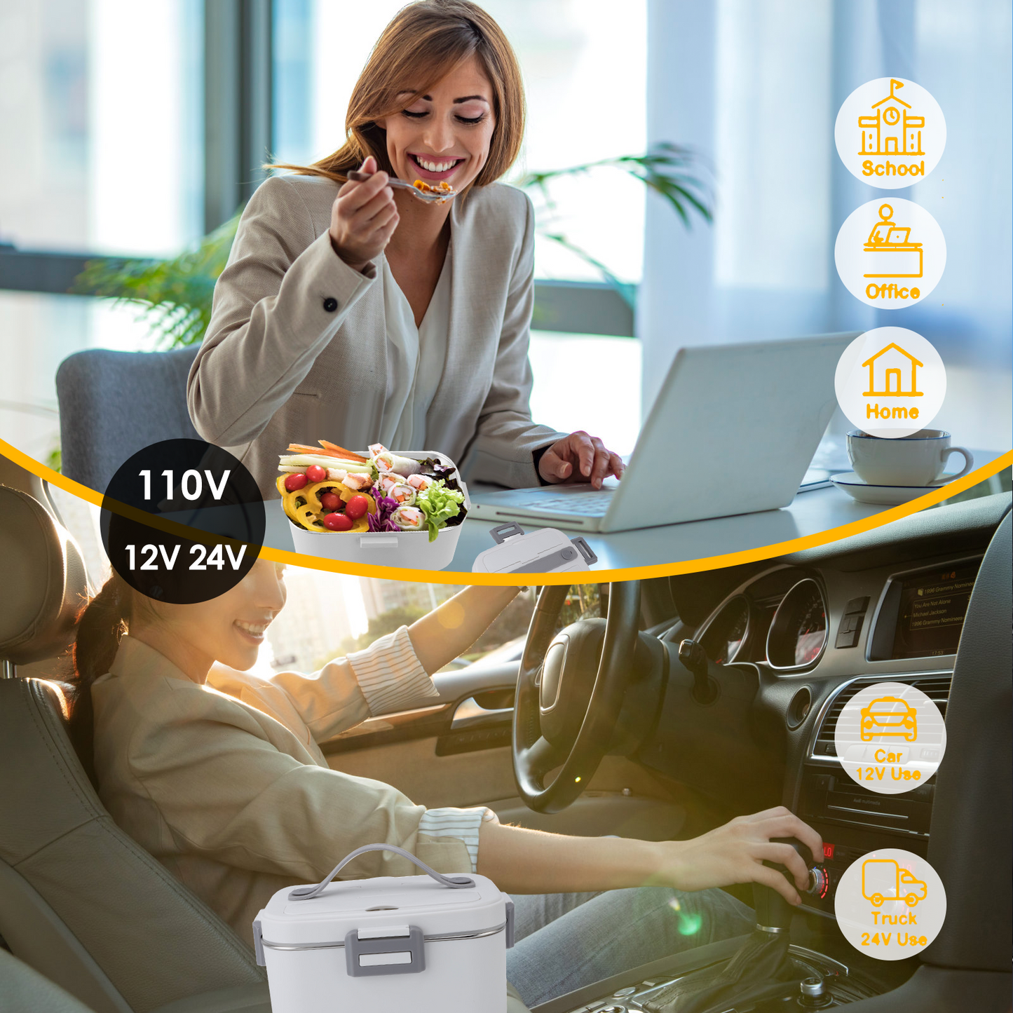 Electric Lunch Box Food Heater, Portable Food Warmer, Hot Lunch Warmer Heated Lunch Box for Adults