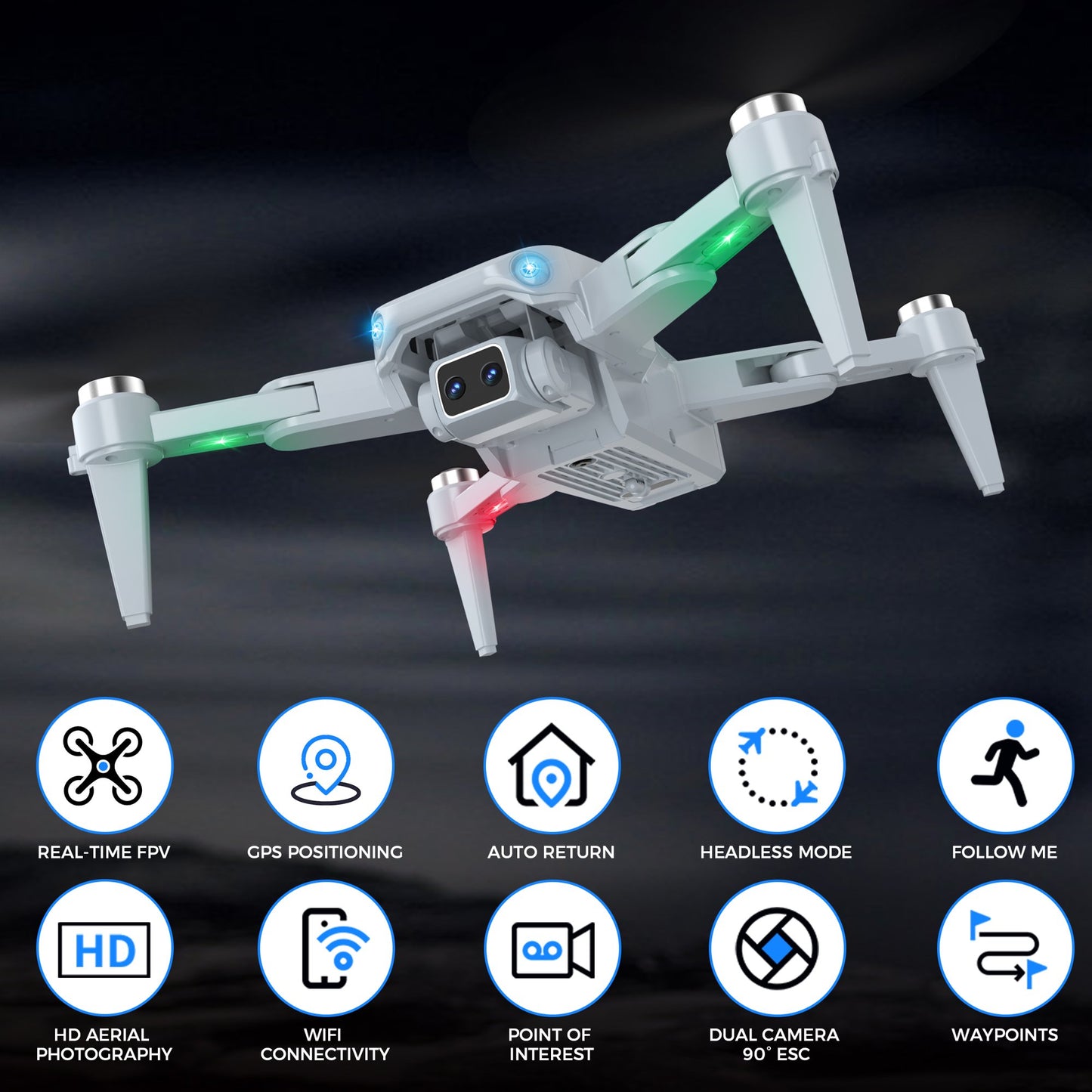GPS Drone with Dual Camera for Adults 4K, LH-X68G 1080P HD Wifi FPV Brushless RC Mini Drones with Remote, Quadcopter for Beginners Kids, Auto Return