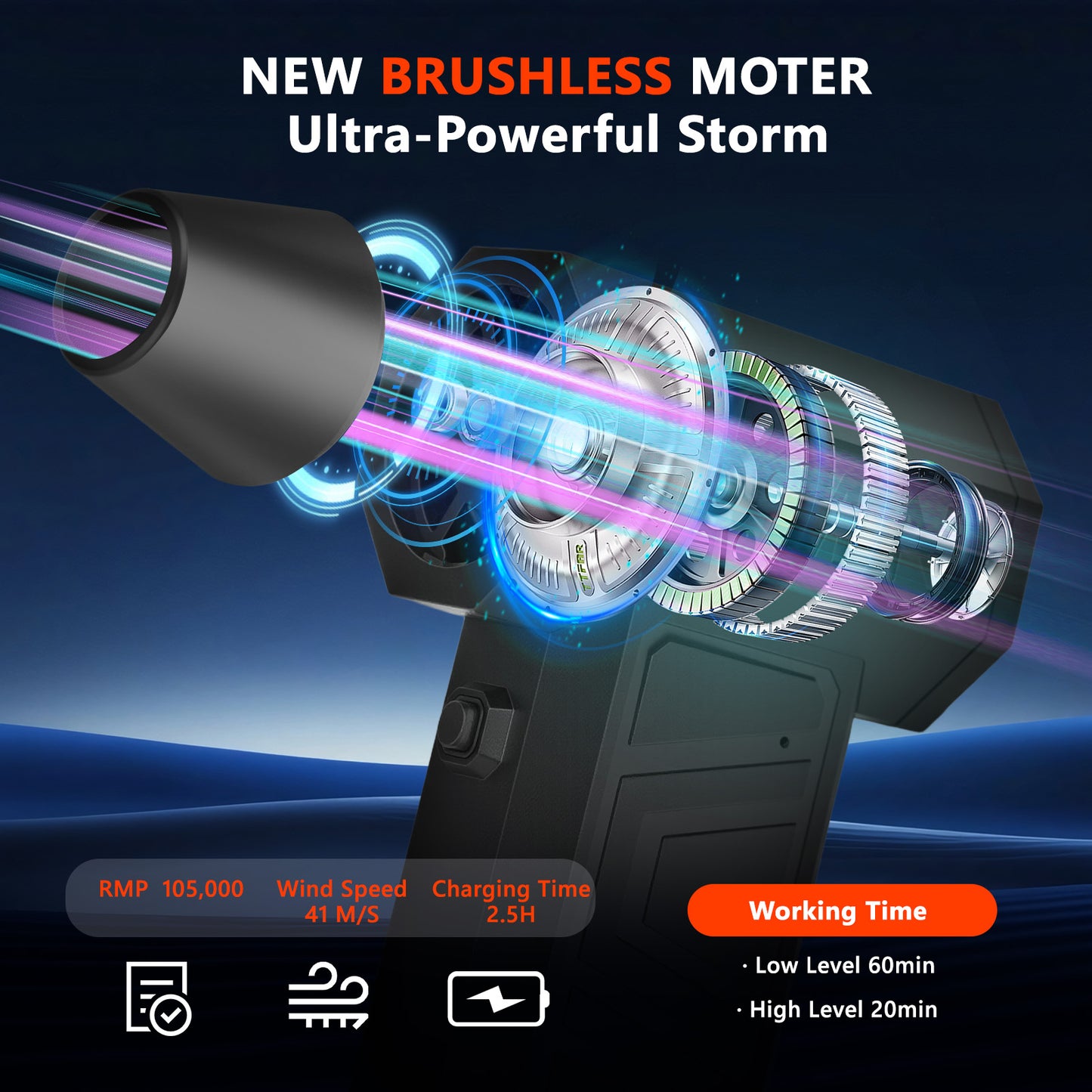 Compressed Air Duster, 105000RPM Handheld Vacuum 4 Gear Adjustable Rechargeable Brushless Motor Air Blower for Keyboard,Computer,Car,Home