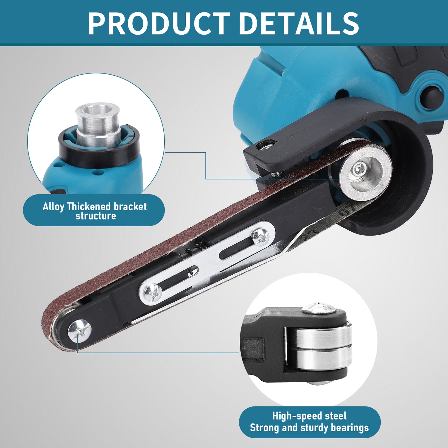 16.8V 7000RPM Cordless Detailing File Sander with 2pcs 1.5 Ah Battery and 15 Sanding Belts
