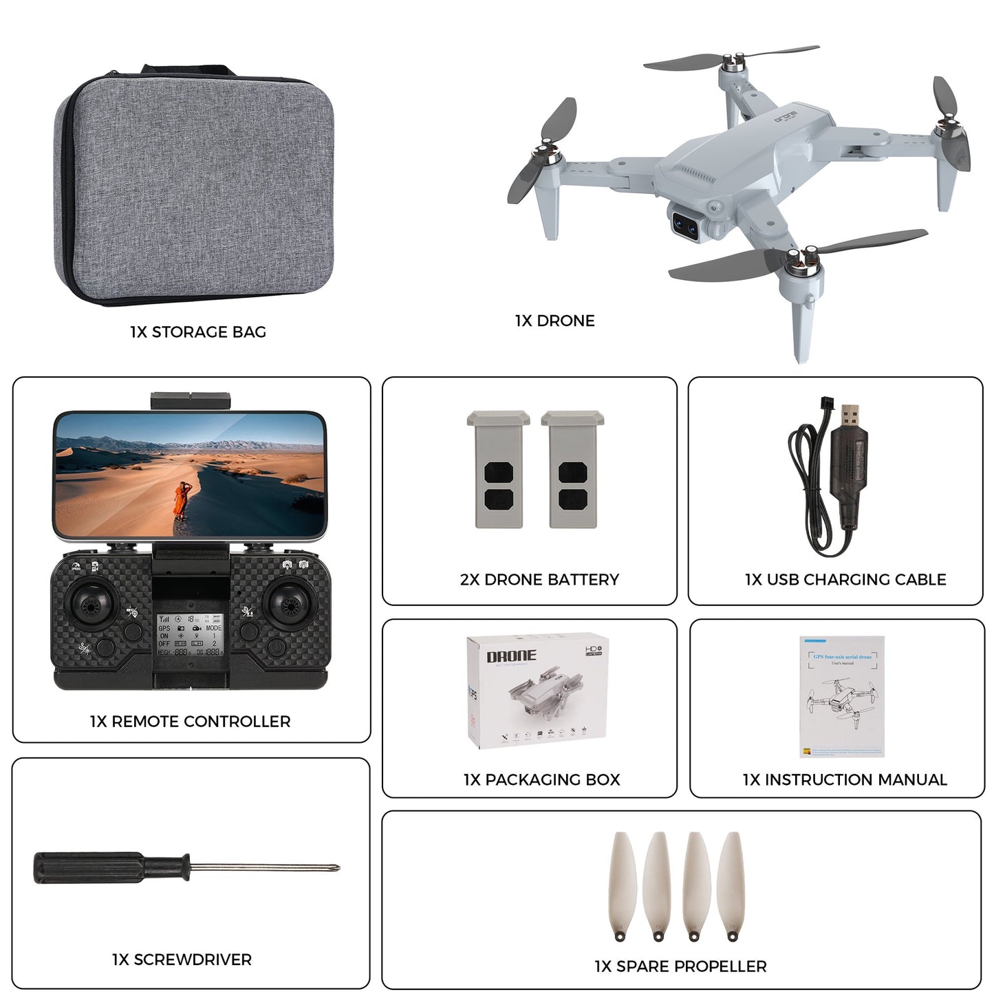 GPS Drone with Dual Camera for Adults 4K, LH-X68G 1080P HD Wifi FPV Brushless RC Mini Drones with Remote, Quadcopter for Beginners Kids, Auto Return