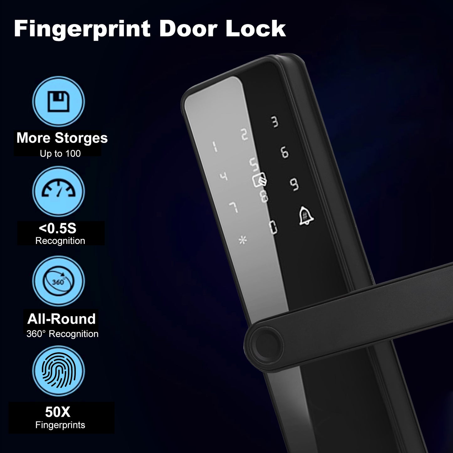 Door Smart Lock Fingerprints Password IC Card Key Anti Theft APP Control Entry Lock for Home Security