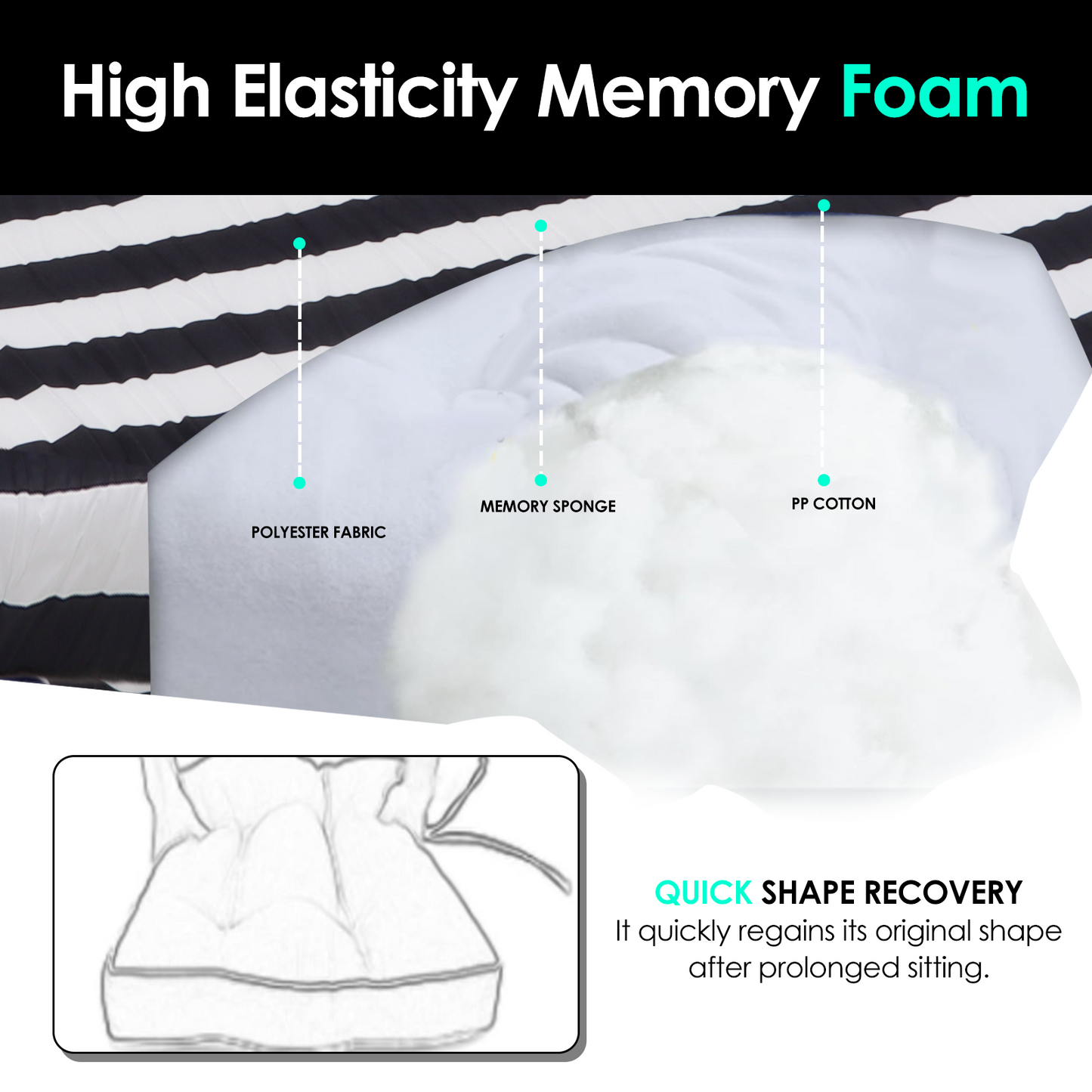 Outdoor Chair Cushion Set Memory Foam Seat Cushion and Back Cushion for Patio Balcony Furniture