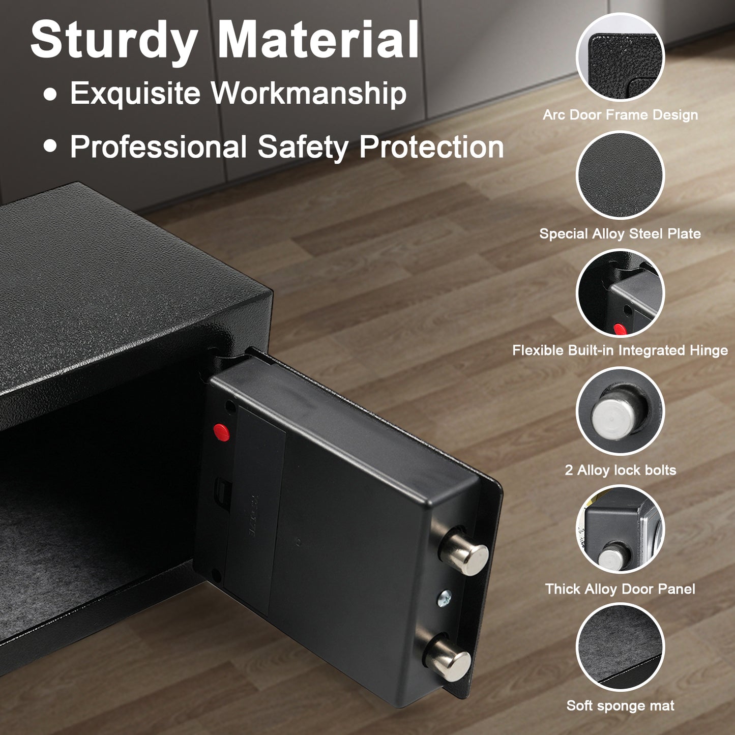 0.22 Cu.ft. Home Safes,Fireproof Waterproof Storage Box with Digital Keypad,Keys and Alarm System