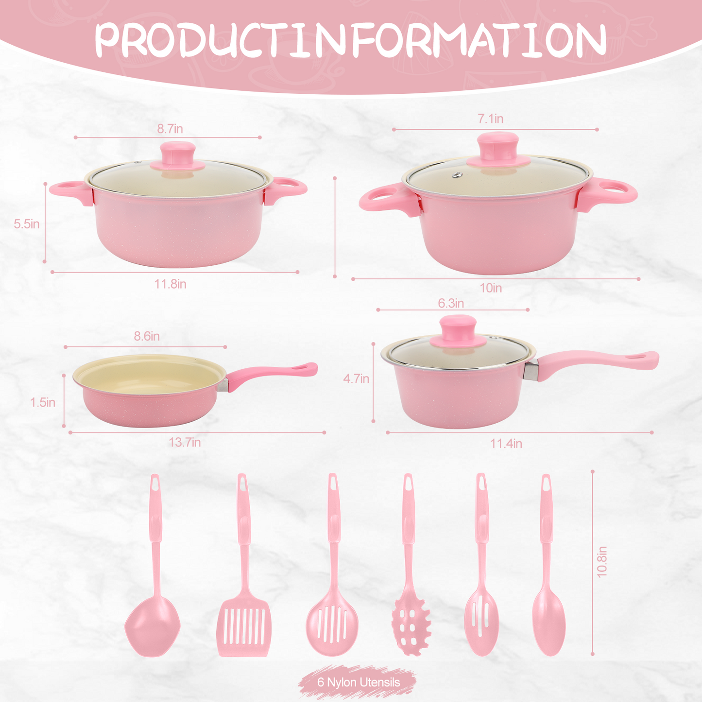 Cookware Set Anti Stick Maifan Stone Coating Refined Iron Soup Pots Frying Pan Soup Ladle Rice Paddle Spatula for Home Kitchen
