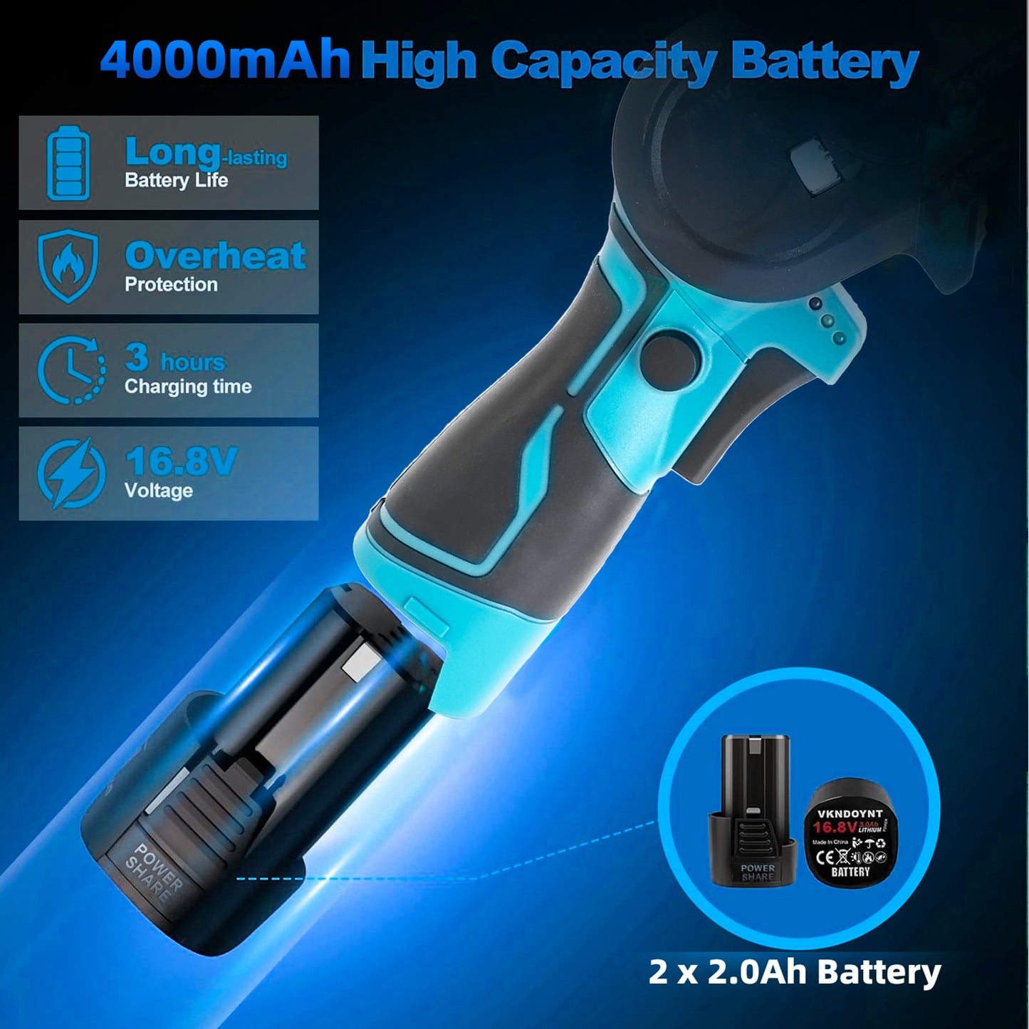 Mini Chainsaw 4-Inch Cordless Electric Portable Chainsaw With Safety Lock, One-Hand Lightweight, Pruning Shears Chainsaw For Tree Branch Wood Cutting (Chainsaw+ 2 X 2.0Ah Batteries+ 2 X Chains)