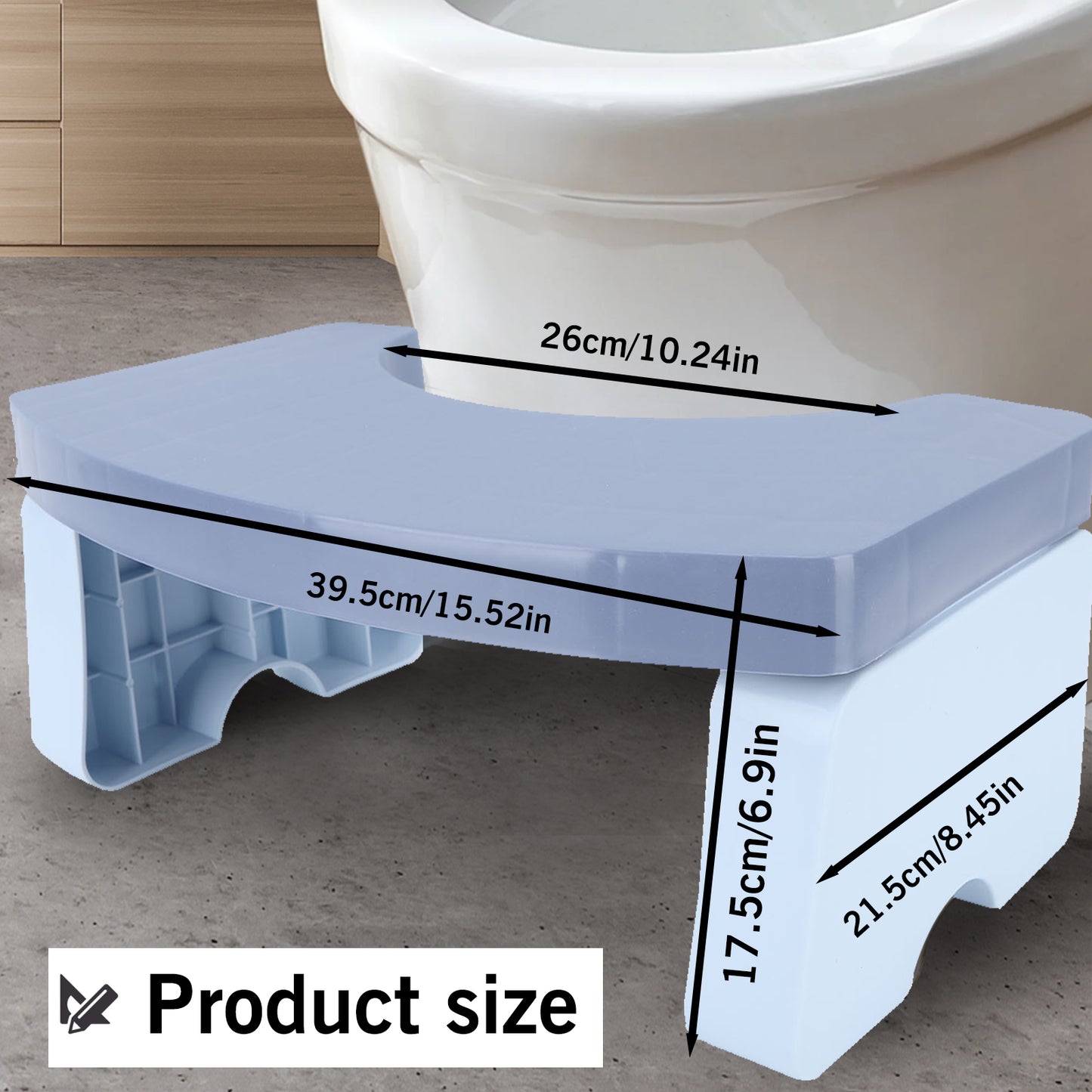 Portable Squat Toilet Potty Stool Foldable 7" Plastic Step Stool for Adults Kids,Blue