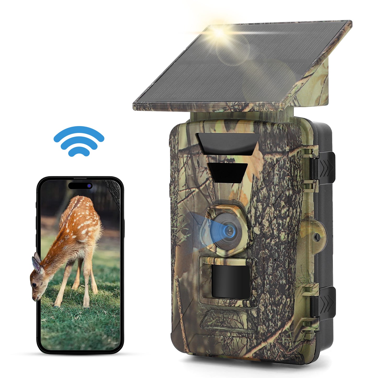 Outdoor Hunting Camera Solar Trail Camera 8K 60MP WiFi Wildlife Hunting Camera IP66 Waterproof Outdoor Night Game Camera