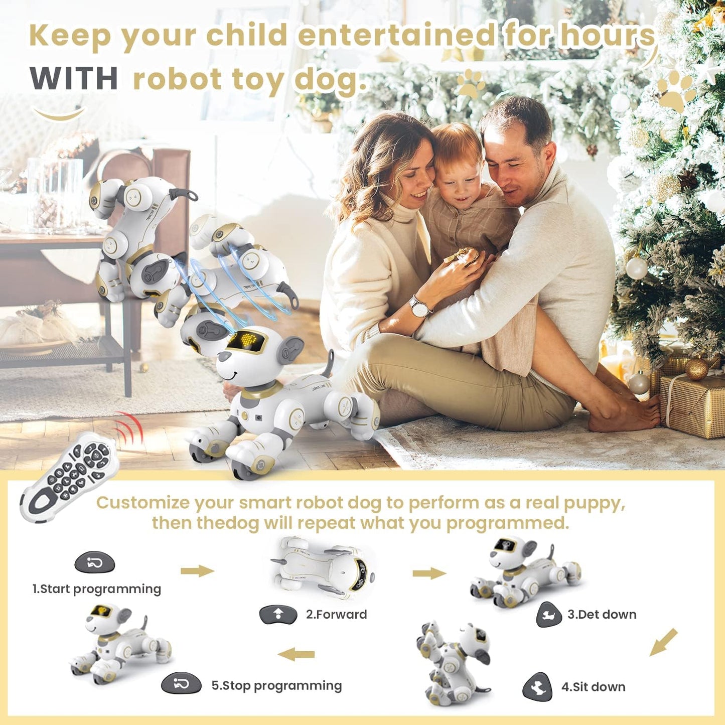 YLSHRF Robot Dog for Kids Smart RC Dog Toy Interactive Robot Pet Intelligent Programmable Sing & Dance Design Robot Dog Birthday Gifts Kids Age 3 5 4-7 Year
