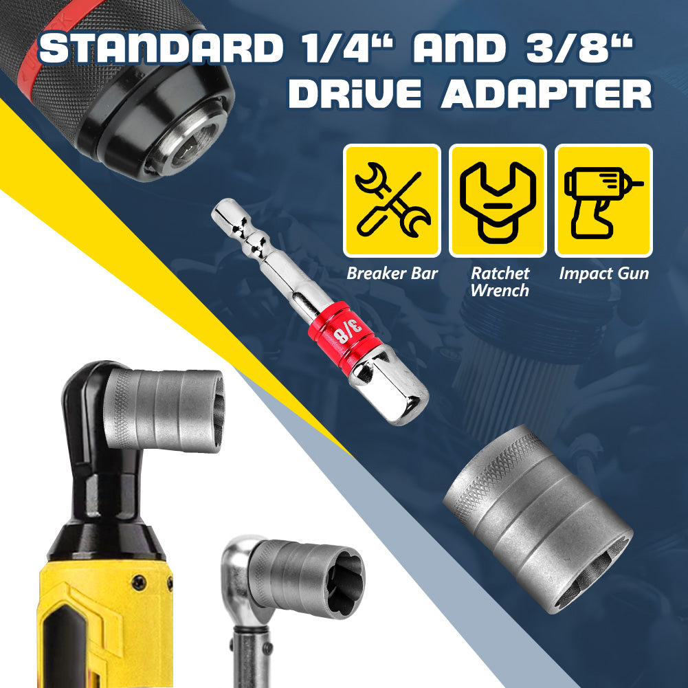 Upgrade Bolt Extractor Set, 32 Pieces Impact Bolt & Nut Remover Set with 1/4in 3/8in Adapter and Exhaust Rod