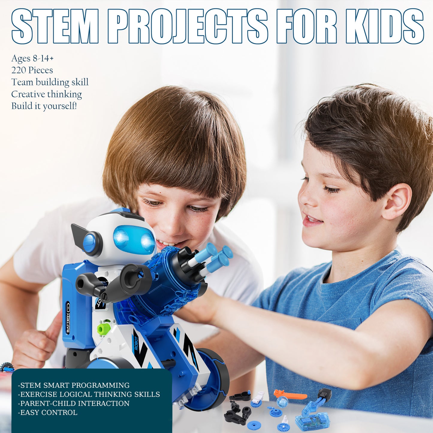 STEM Building Toys for Boys Remote Control & Programmable Robots Building Kit 3-in-1 DIY Mechanical Coding Robot Christmas Gifts for Kids Ages 8-14+