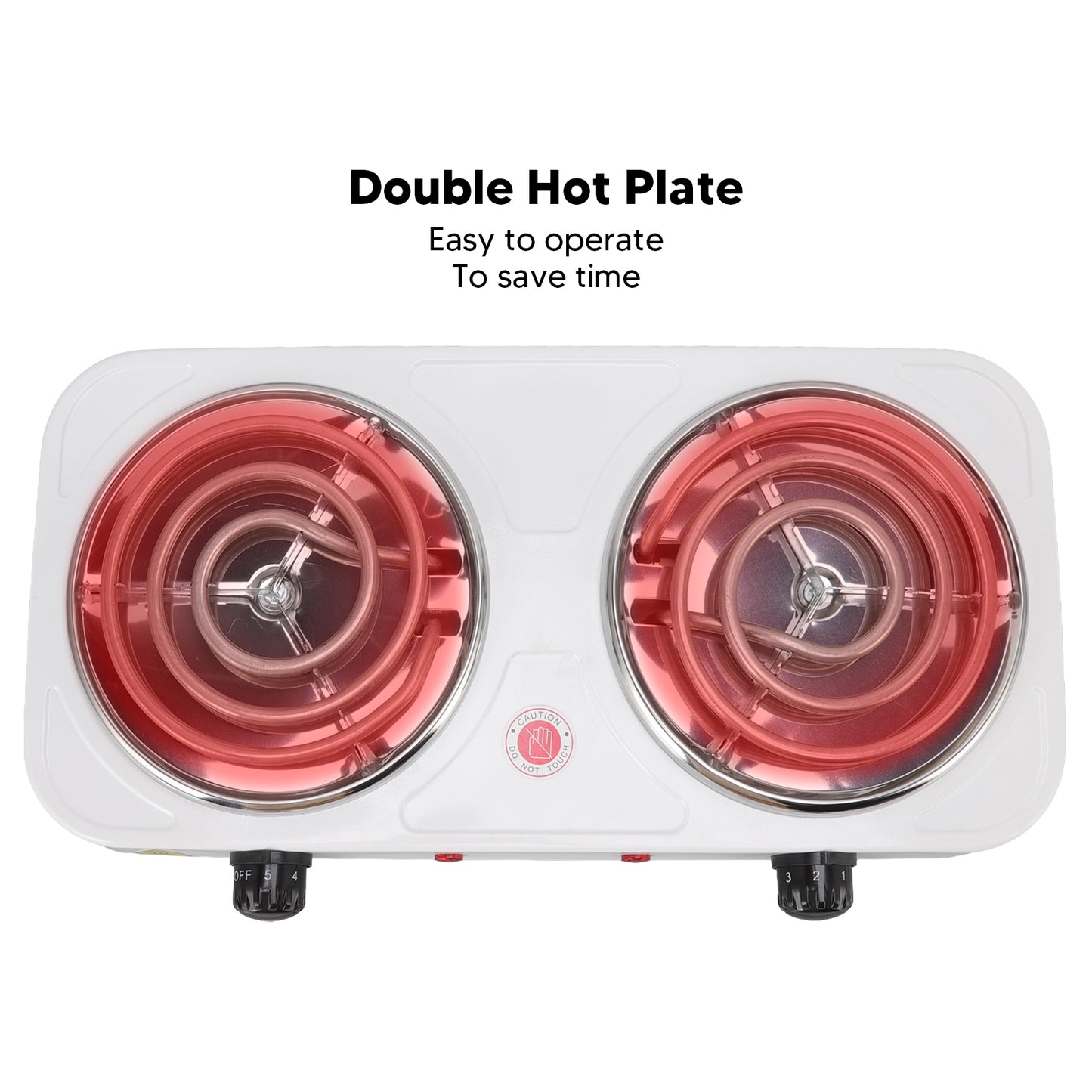 Hot Plate for Cooking, 2000W Electric Stove Burner with 5 Levels Temperature Control, Dual Coil Portable Stove for Home Dorm Office Kitchen Camping, Electric Cooktop Compatible of All Cookware (White)