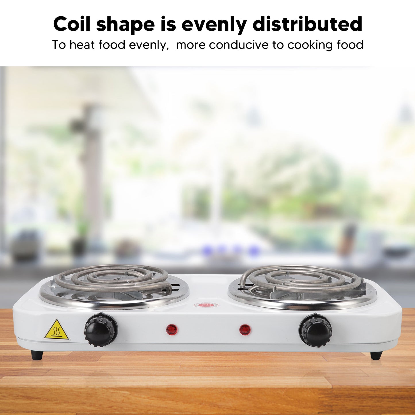 Hot Plate for Cooking, 2000W Electric Stove Burner with 5 Levels Temperature Control, Dual Coil Portable Stove for Home Dorm Office Kitchen Camping, Electric Cooktop Compatible of All Cookware (White)