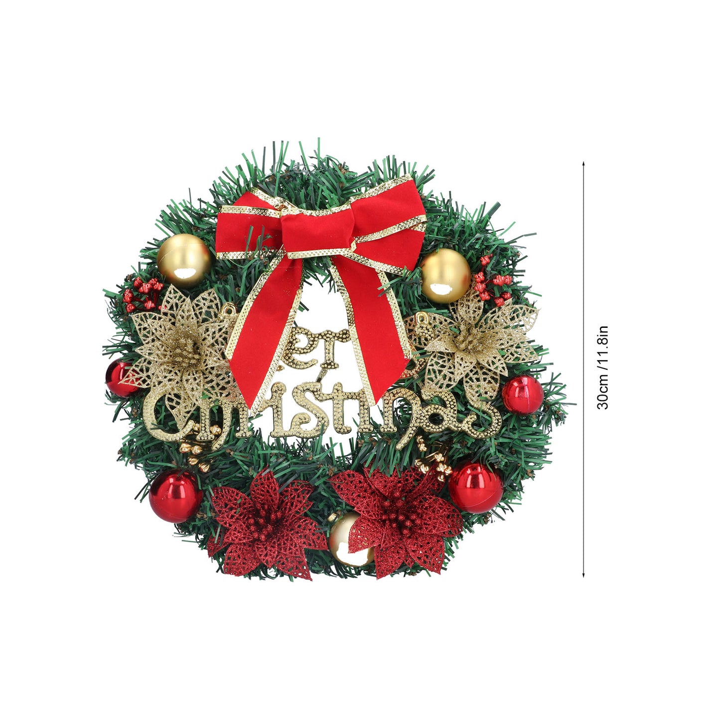 Christmas Garland Simulation Wreath for Living Room Bedroom Office Front Door Window