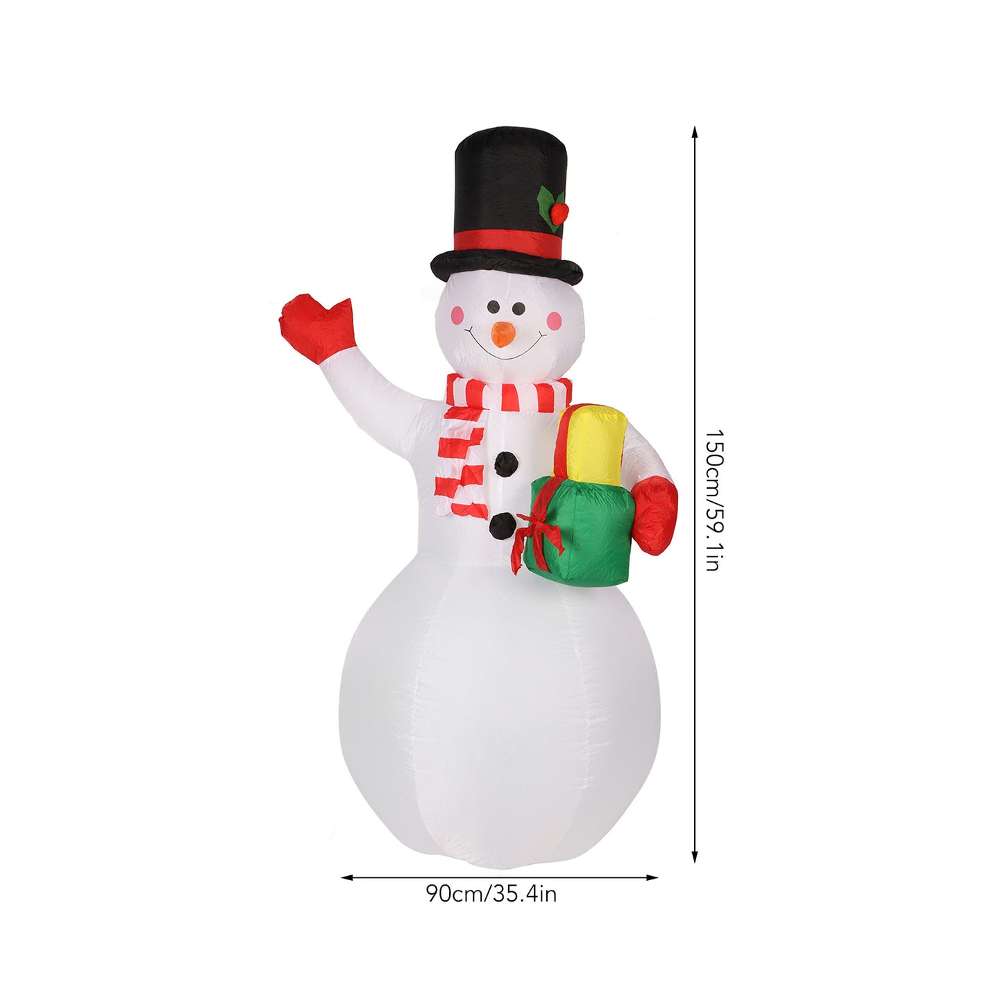 Height Inflatable Snowman Christmas Decorations Blow Up Snowman with Rotating Colored LEDs