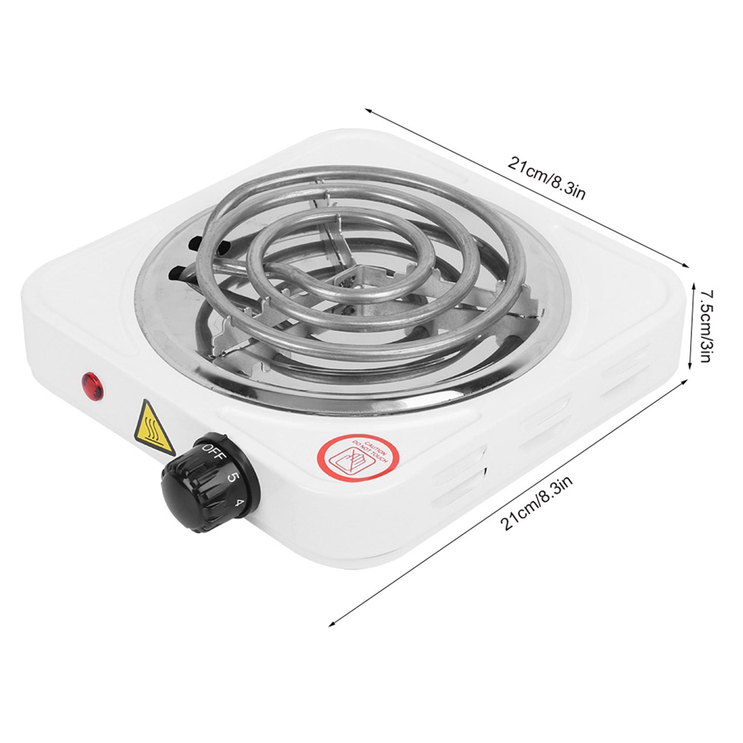 Electric Hot Plate for Cooking, 1000W Stainless Steel Electric Stove Burner with 5 Level Temperature Control, Portable Stove for Home Dorm Office Kitchen Camping Single Burner Electric Cooktop, White