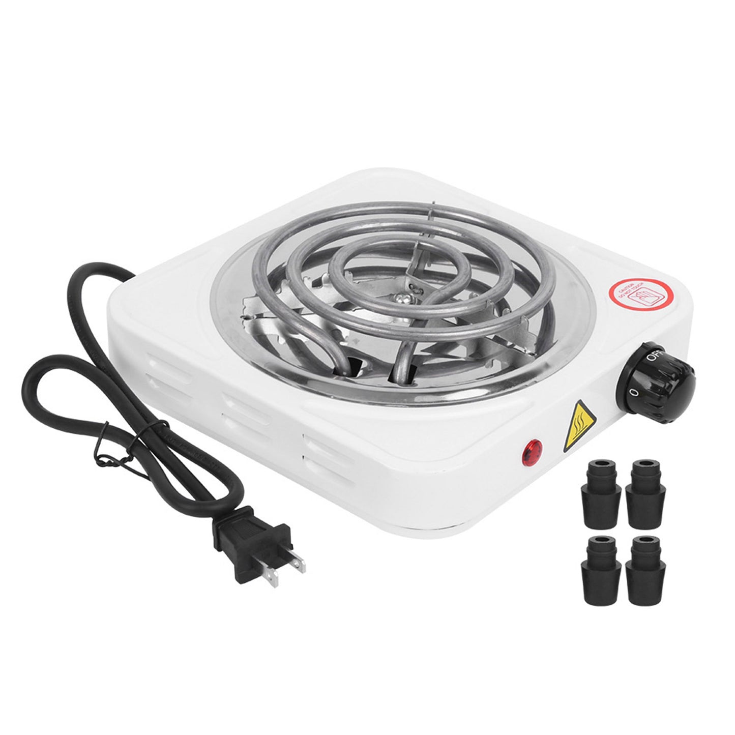 Electric Hot Plate for Cooking, 1000W Stainless Steel Electric Stove Burner with 5 Level Temperature Control, Portable Stove for Home Dorm Office Kitchen Camping Single Burner Electric Cooktop, White