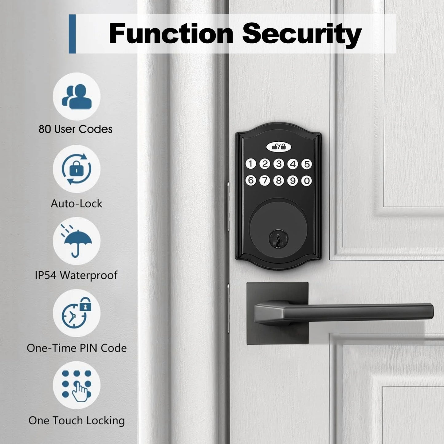Keyless Entry Door Lock with Keypad, Smart Deadbolt Lock with Auto Lock, Customizable User Codes, Advanced Security Waterproof Smart Lock for Front Door & Home Use, Easy Installation, Matte Black