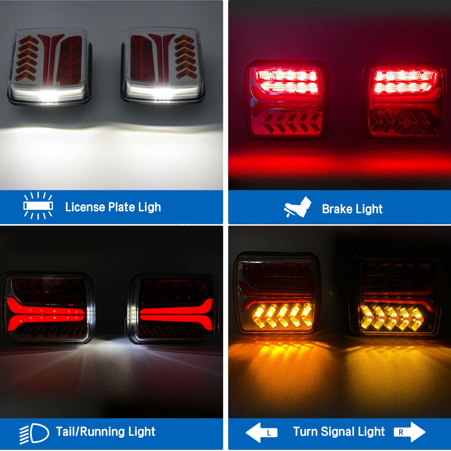 Magnetic Wireless Trailer Lights, Rechargeable LED Trailer Light for Towing Truck, Waterproof Tail Tow Lights Kit for RV Camper Boat Caravan, Portable Turn Signal Brake Running Stop