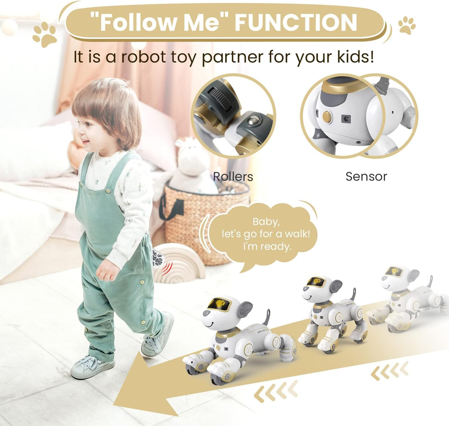 YLSHRF Robot Dog for Kids Smart RC Dog Toy Interactive Robot Pet Intelligent Programmable Sing & Dance Design Robot Dog Birthday Gifts Kids Age 3 5 4-7 Year
