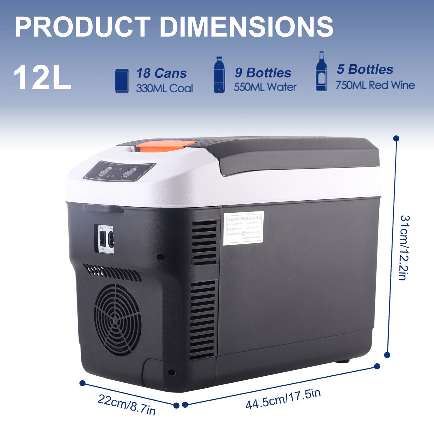 12 Volt Car Refrigerator, 13QT(12L) Portable Car Refrigerator, Freezer Fridge Cooler DC & AC, Mini Fridge for Camping, Travel, Truck, Home, Fishing, RV and Outdoor Black