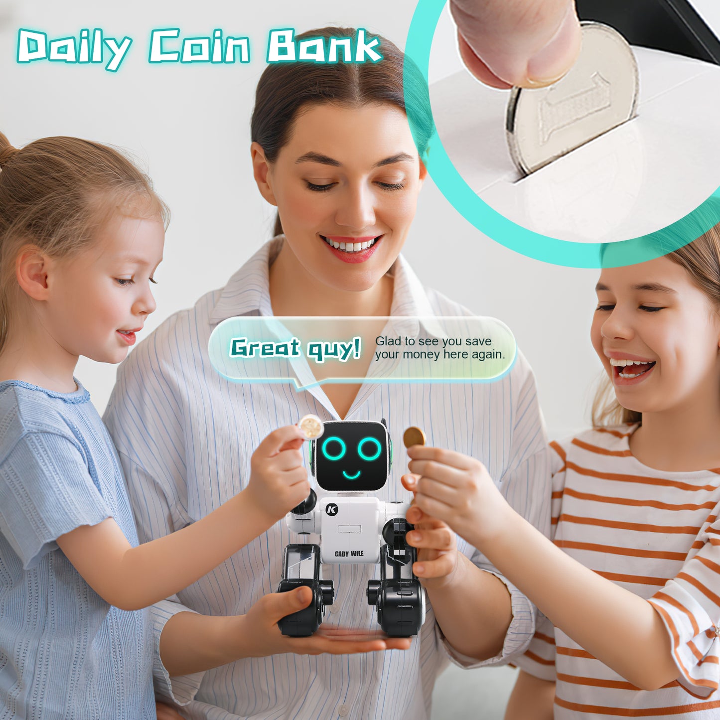 Robot Toys for Kids,Interactive Robot Toy with Coin Bank - Programmable, LED, Walking, Talking, Singing, Dancing - for Kids
