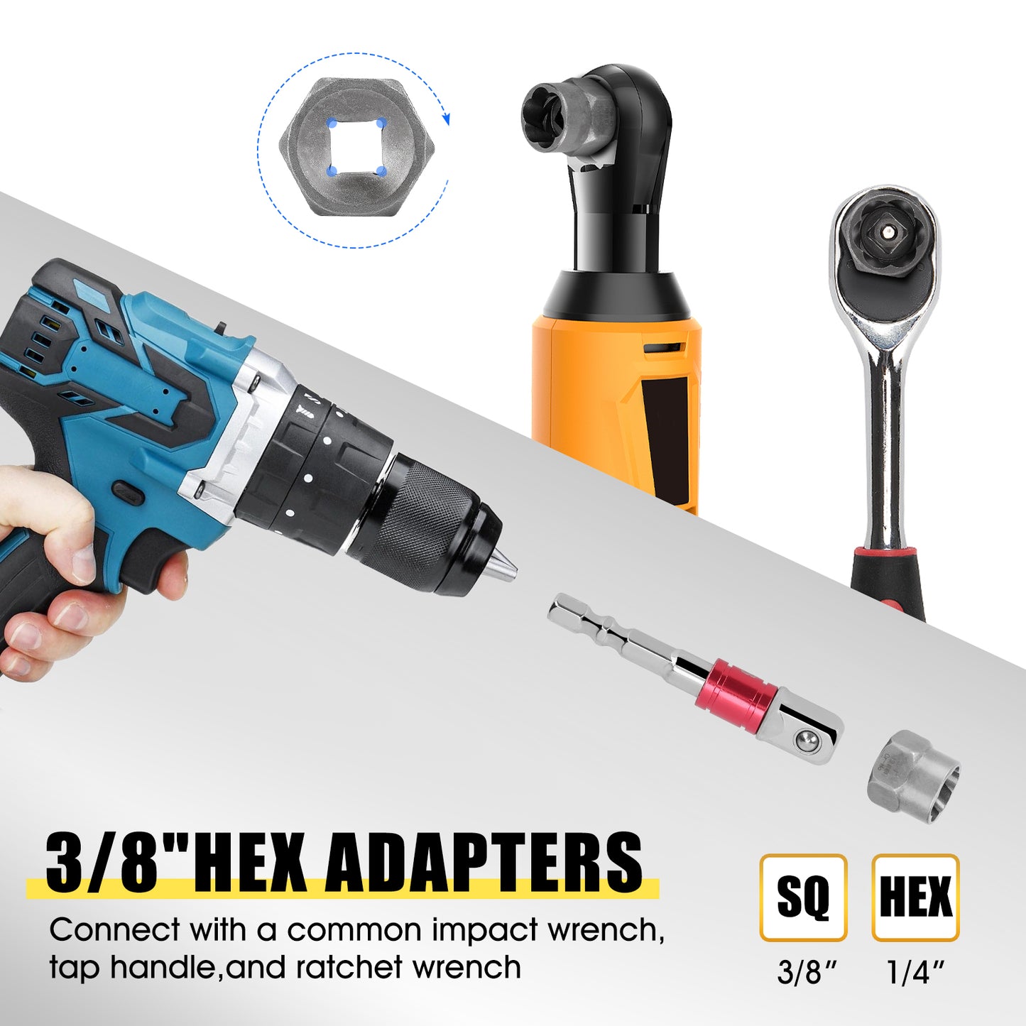 Nut Remover Set, 14 Pcs Net & Bolt Extractor Tool Set With 3/8 "to 1/4" Hex Adapter For Car Repair, Cr-Mo Steel