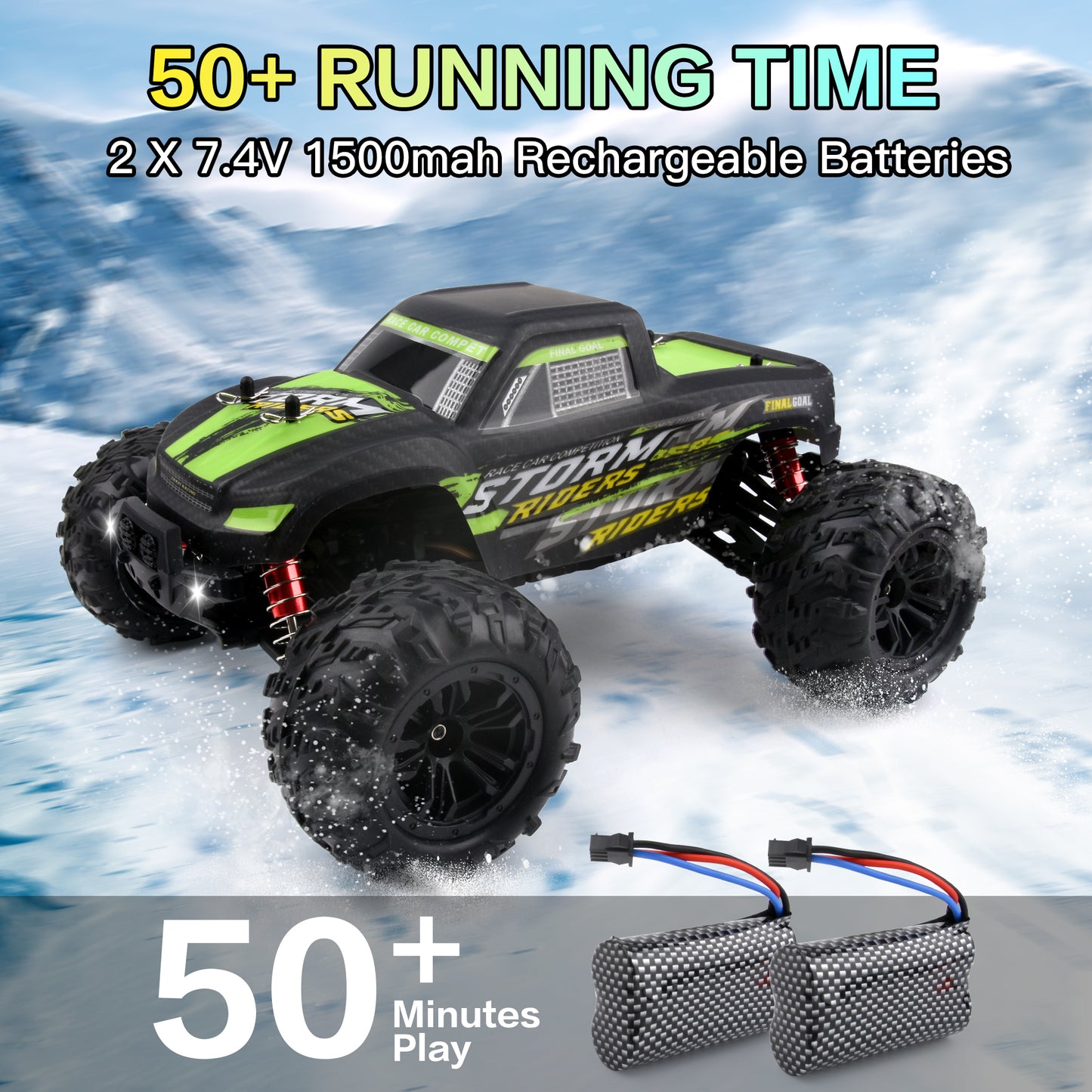 RC Cars 1: 16 Scale All Terrain 4x4 Remote Control Car for Adults & Kids, 60+ KM/H Waterproof Off-Road RC Trucks, 2.4Ghz Radio Controller, 2 Batteries, 2 Car Bodies